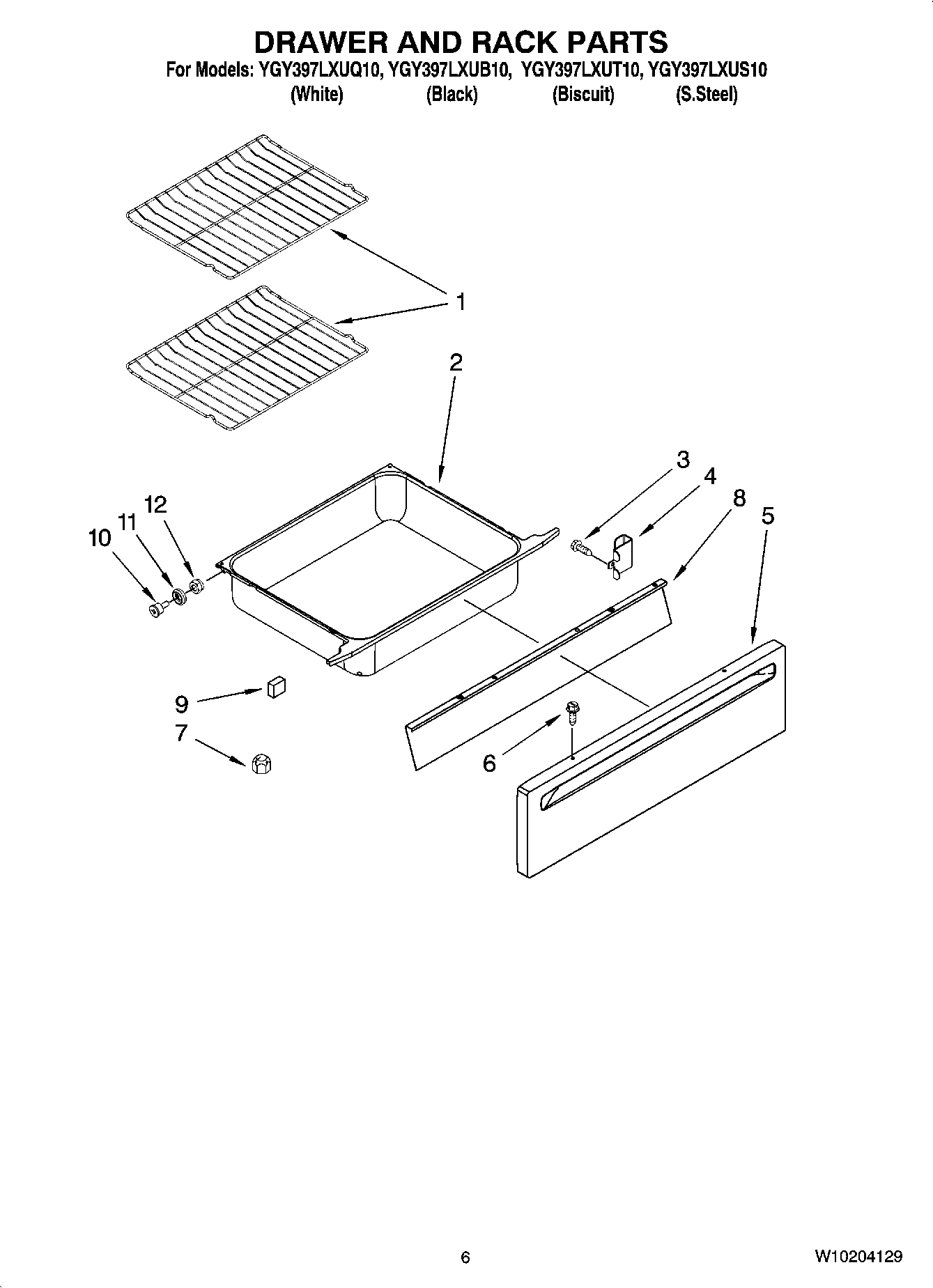 05 - DRAWER AND RACK PARTS, OPTIONAL PARTS (NOT INCLUDED)