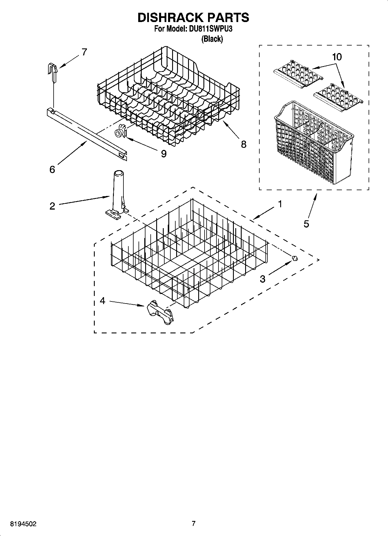 06 - DISHRACK PARTS, OPTIONAL PARTS (NOT INCLUDED)