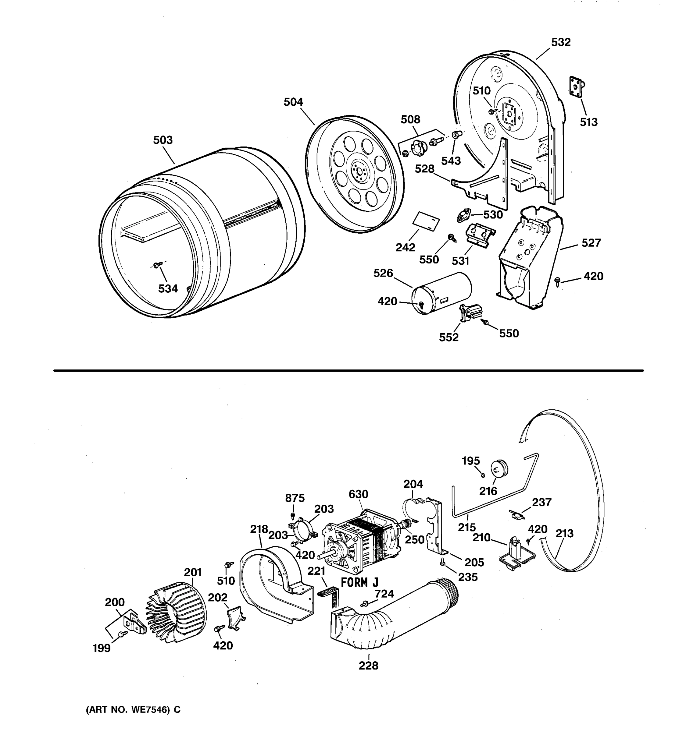 DRUM, BLOWER & DRIVE ASSEMBLY