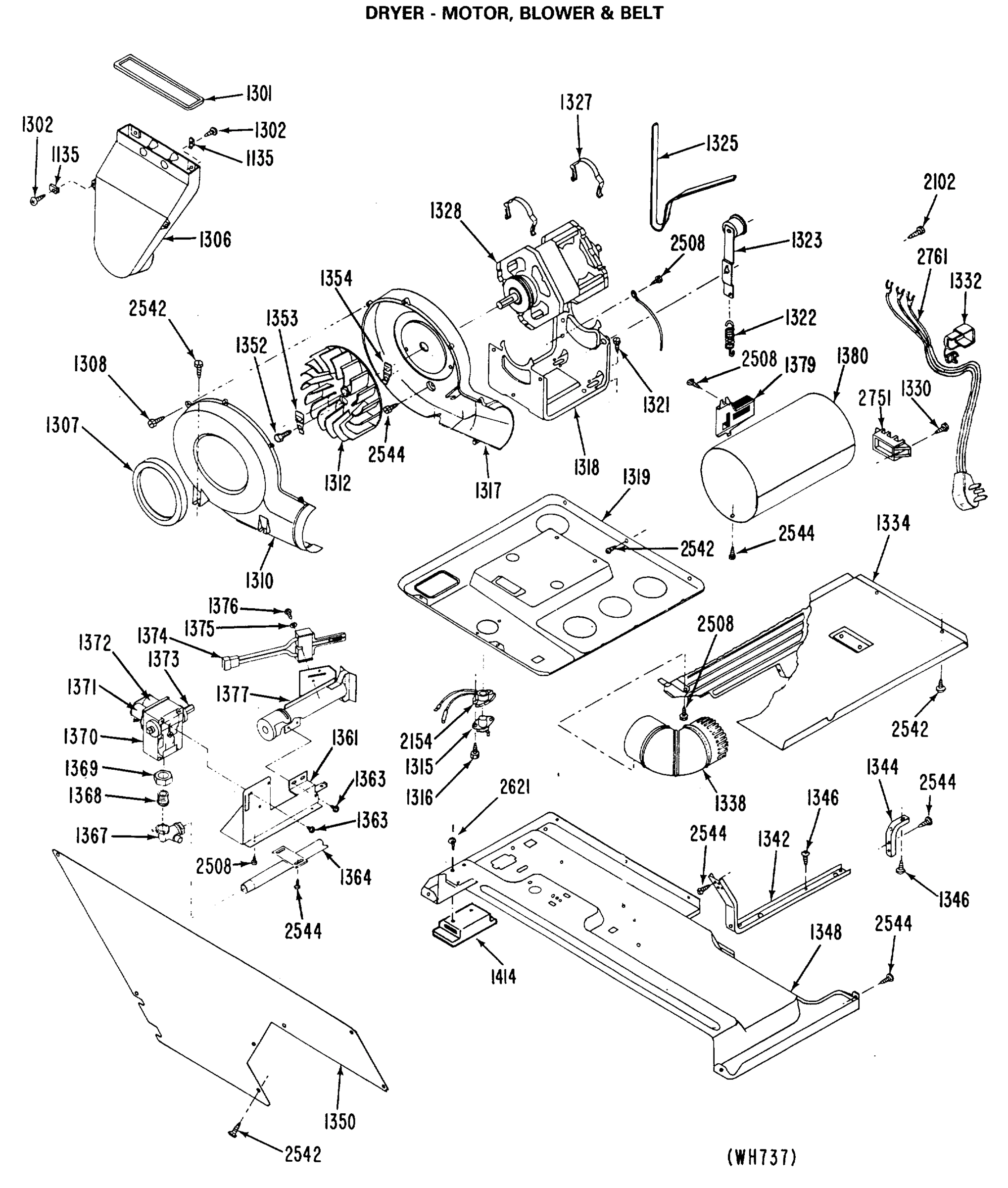 DRYER - MOTOR, BLOWER & BELT