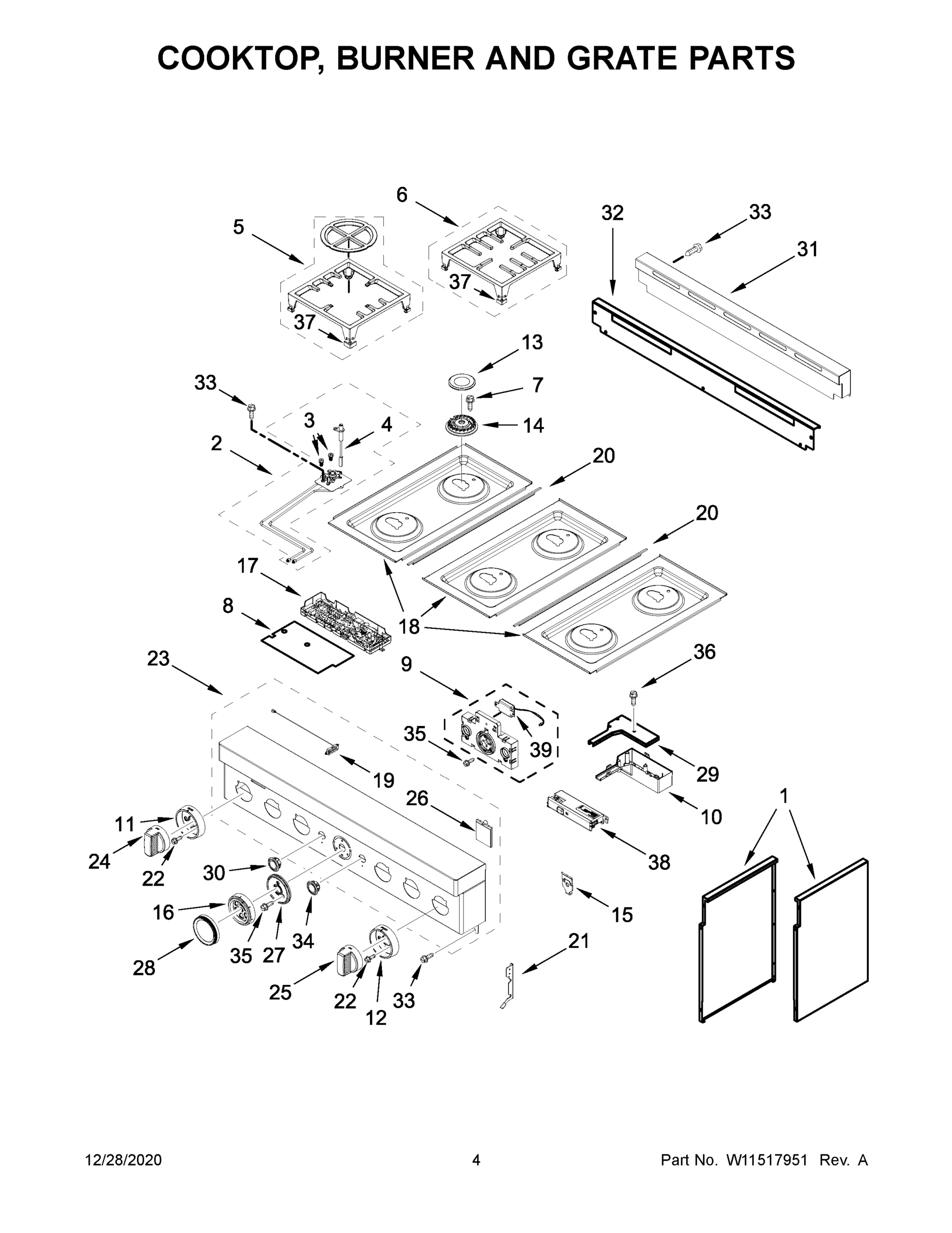 03 - COOKTOP, BURNER AND GRATE PARTS