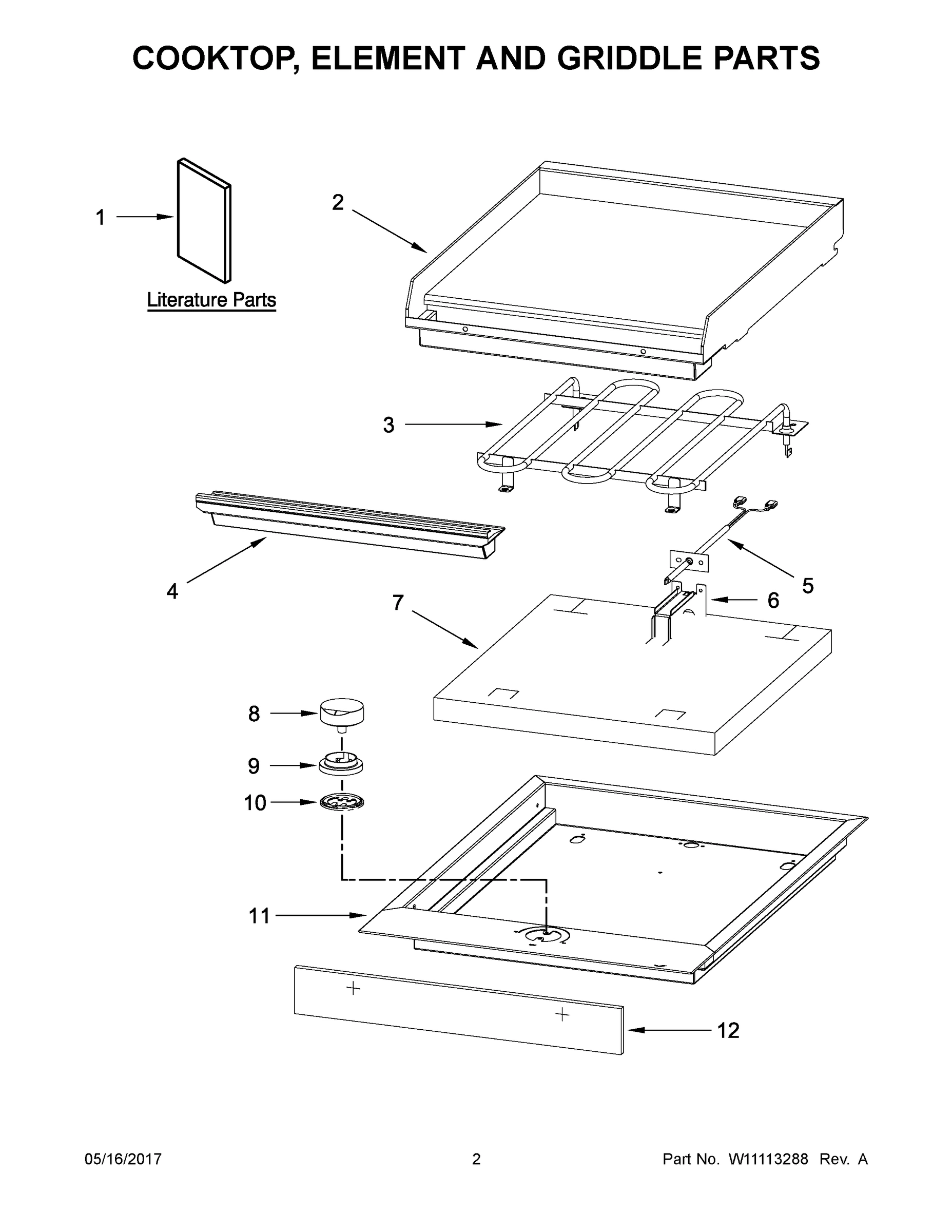02 - COOKTOP, ELEMENT AND GRIDDLE PARTS