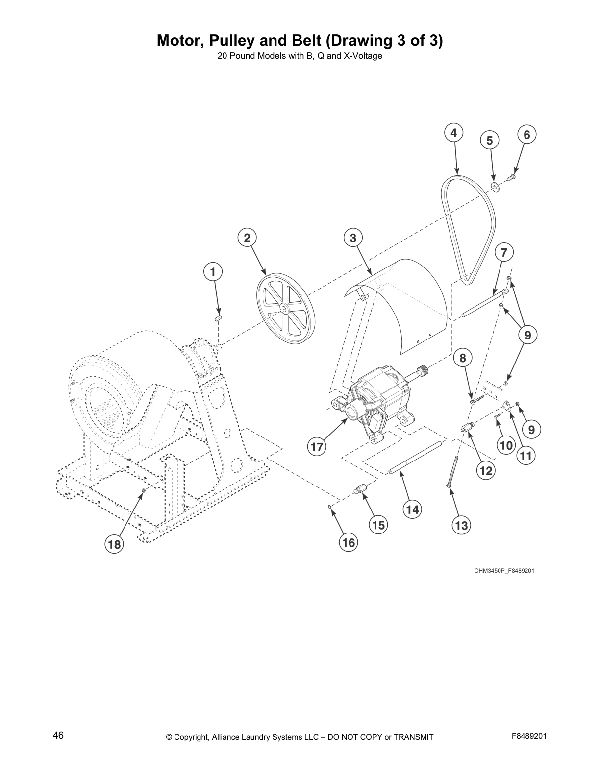 Motor, Pulley and Belt (Drawing 3 of 3)