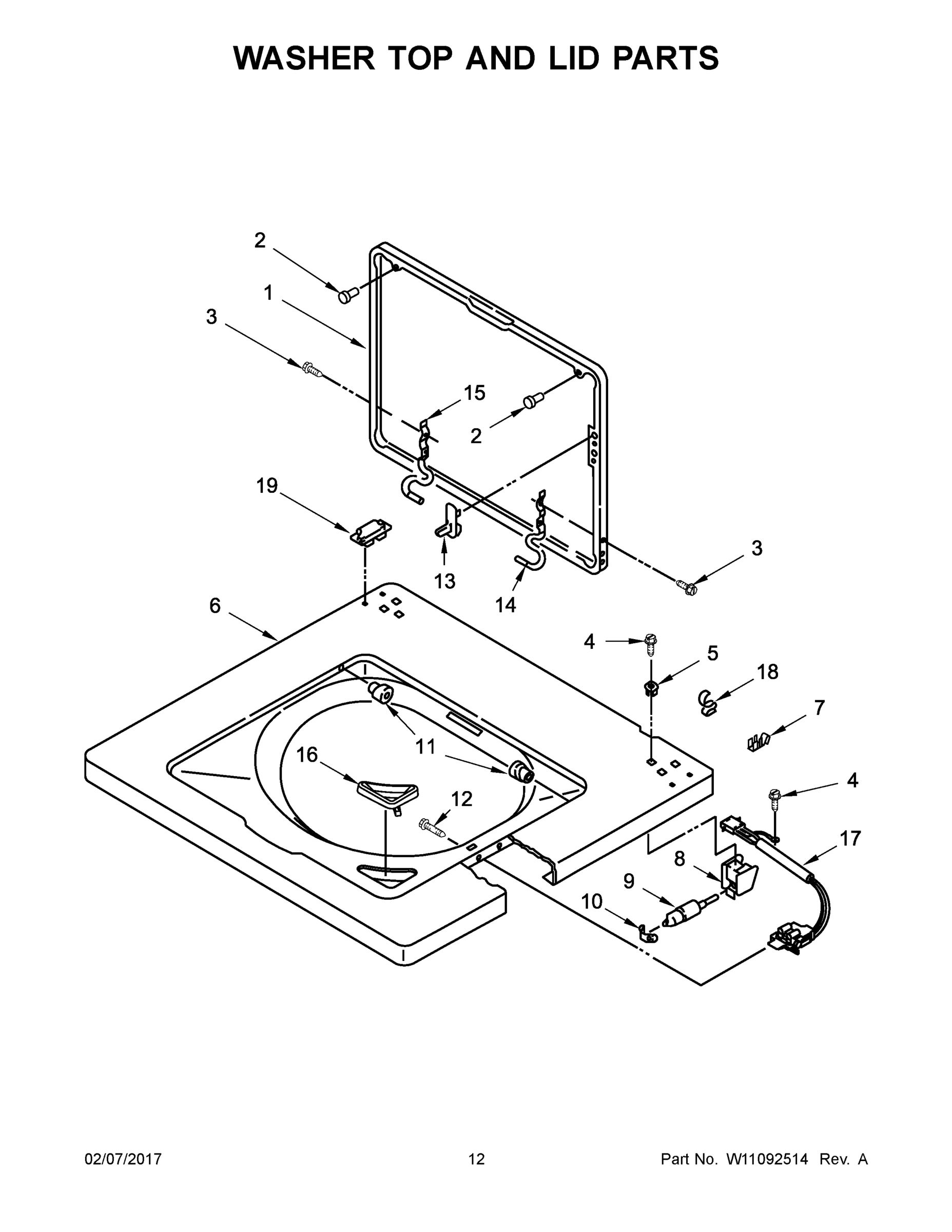 07 - WASHER TOP AND LID PARTS