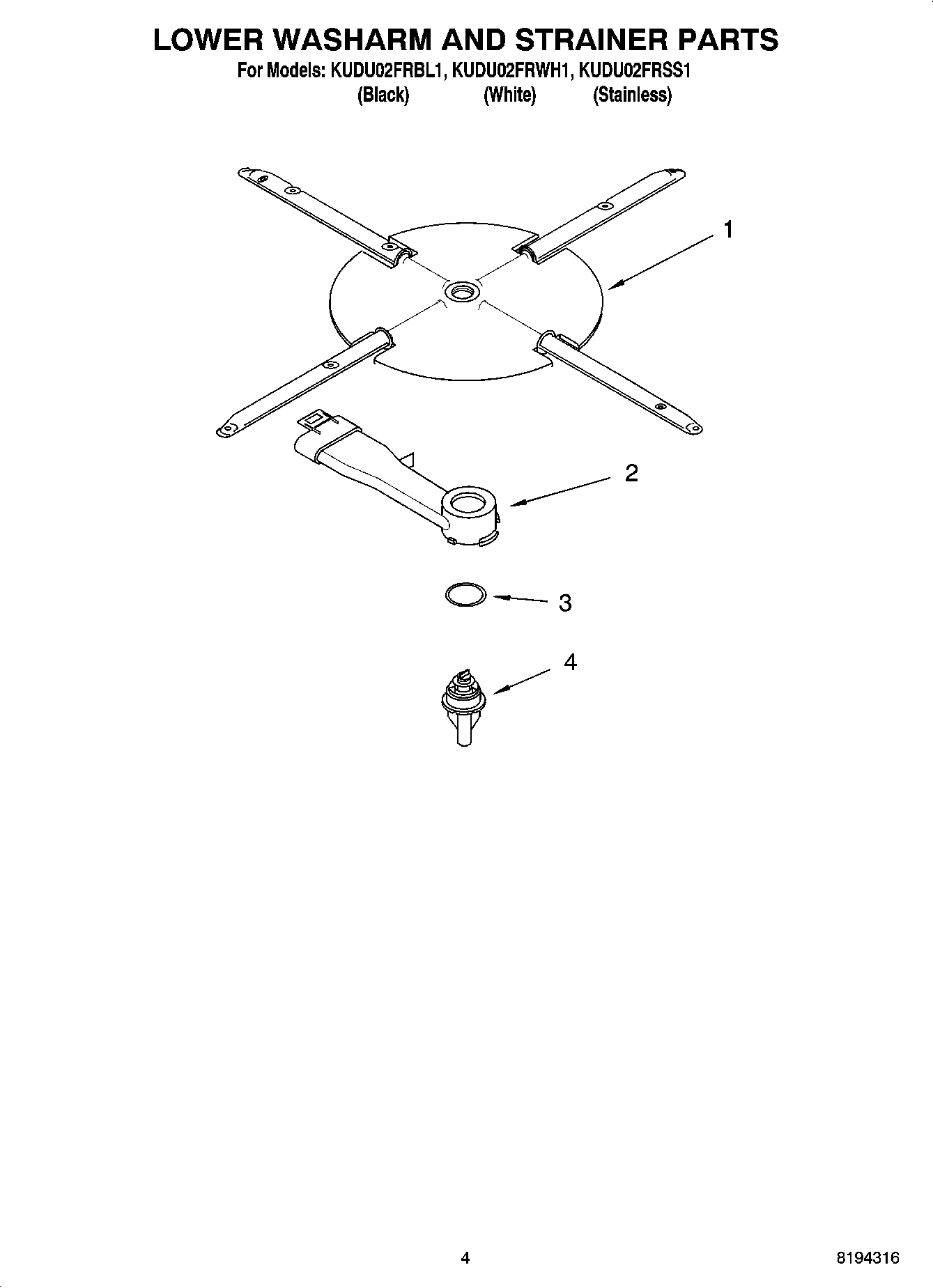 04 - LOWER WASHARM AND STRAINER PARTS