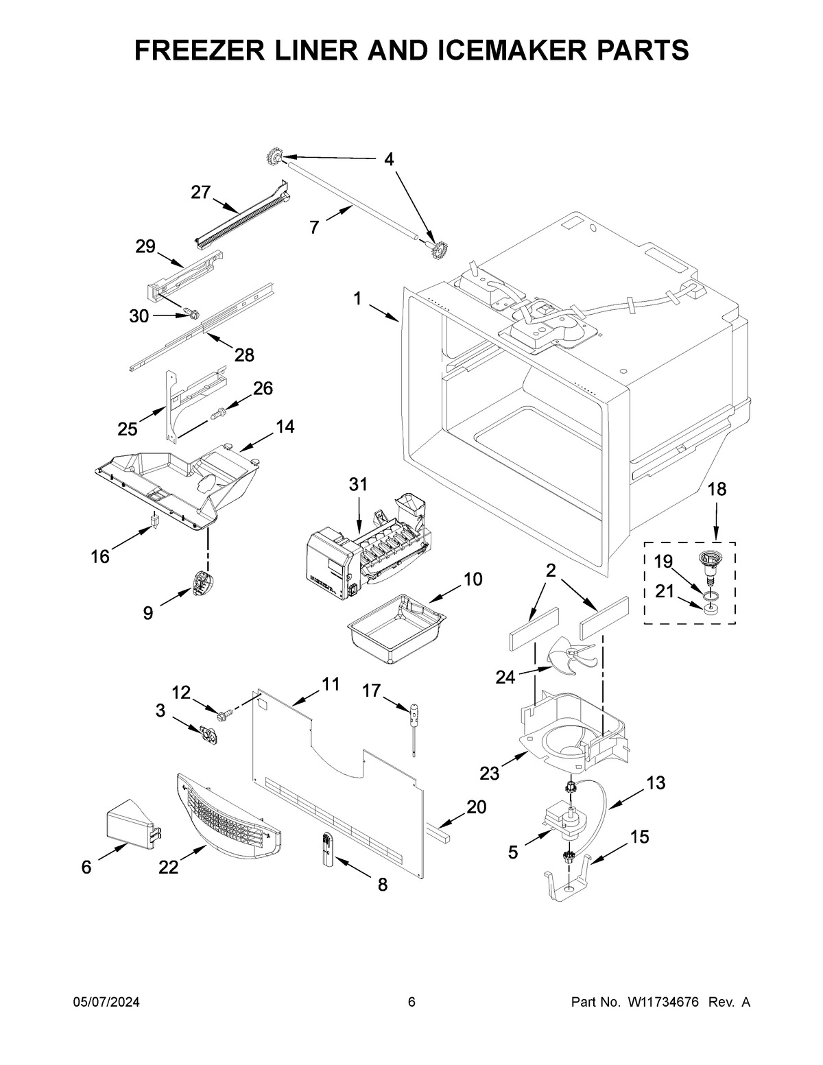 04 - FREEZER LINER AND ICEMAKER PARTS