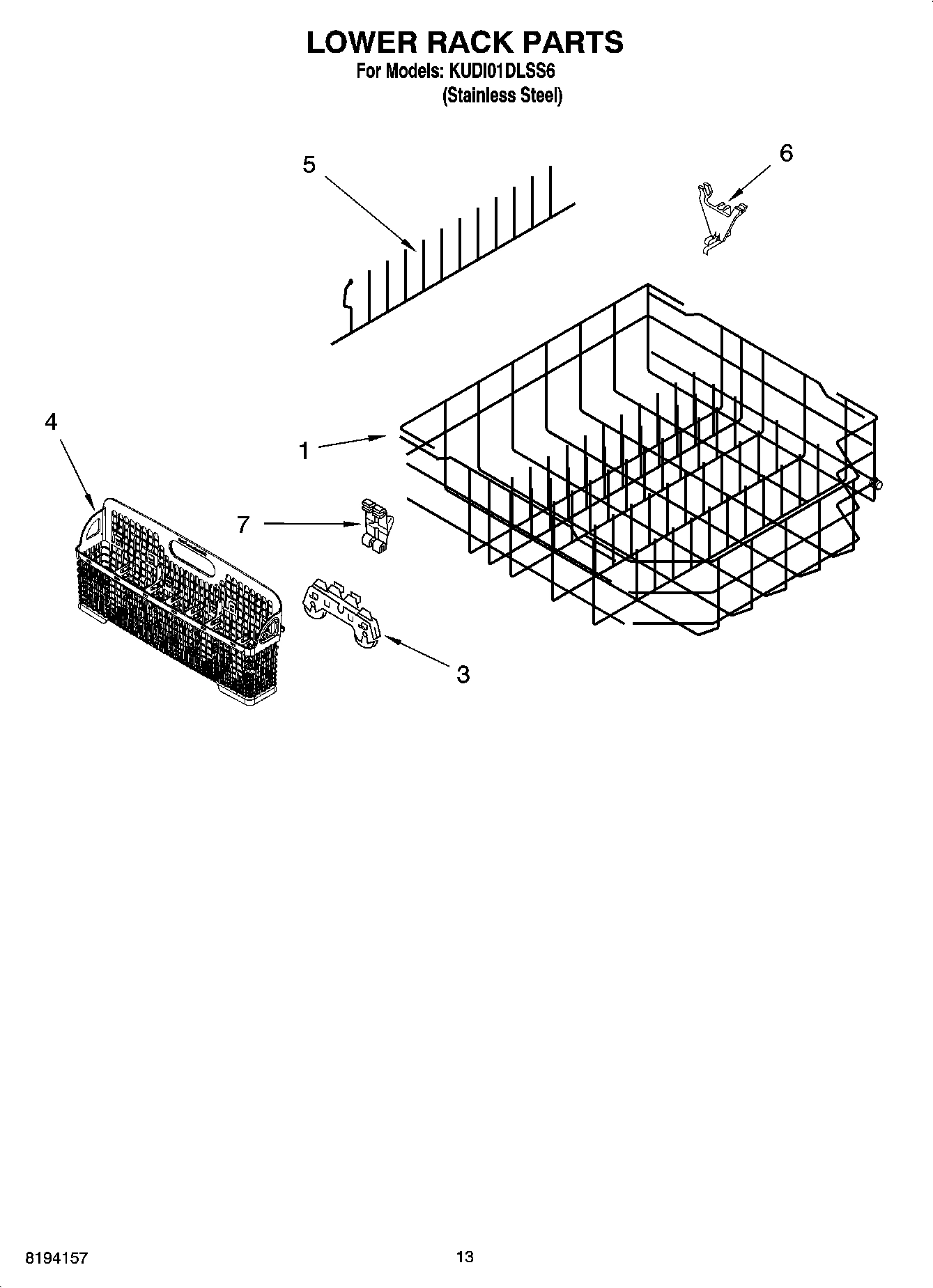 11 - LOWER RACK PARTS, OPTIONAL PARTS (NOT INCLUDED)