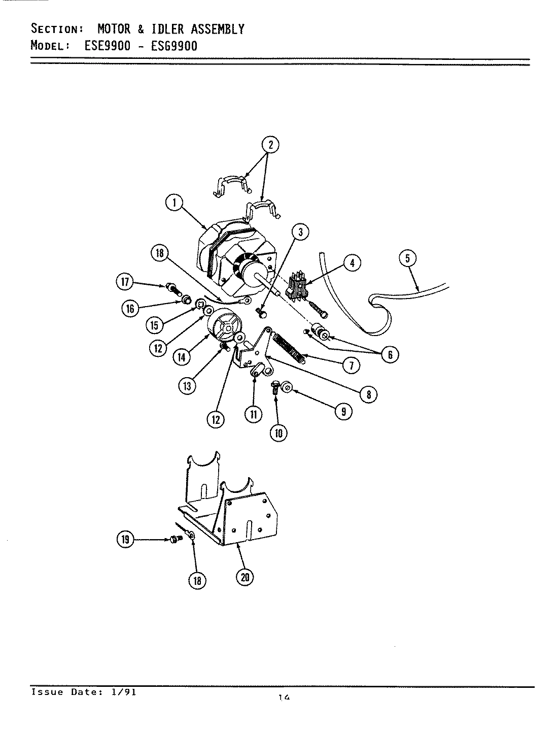 13 - MOTOR & IDLER ASSY. (ESE9900 & ESG9900)