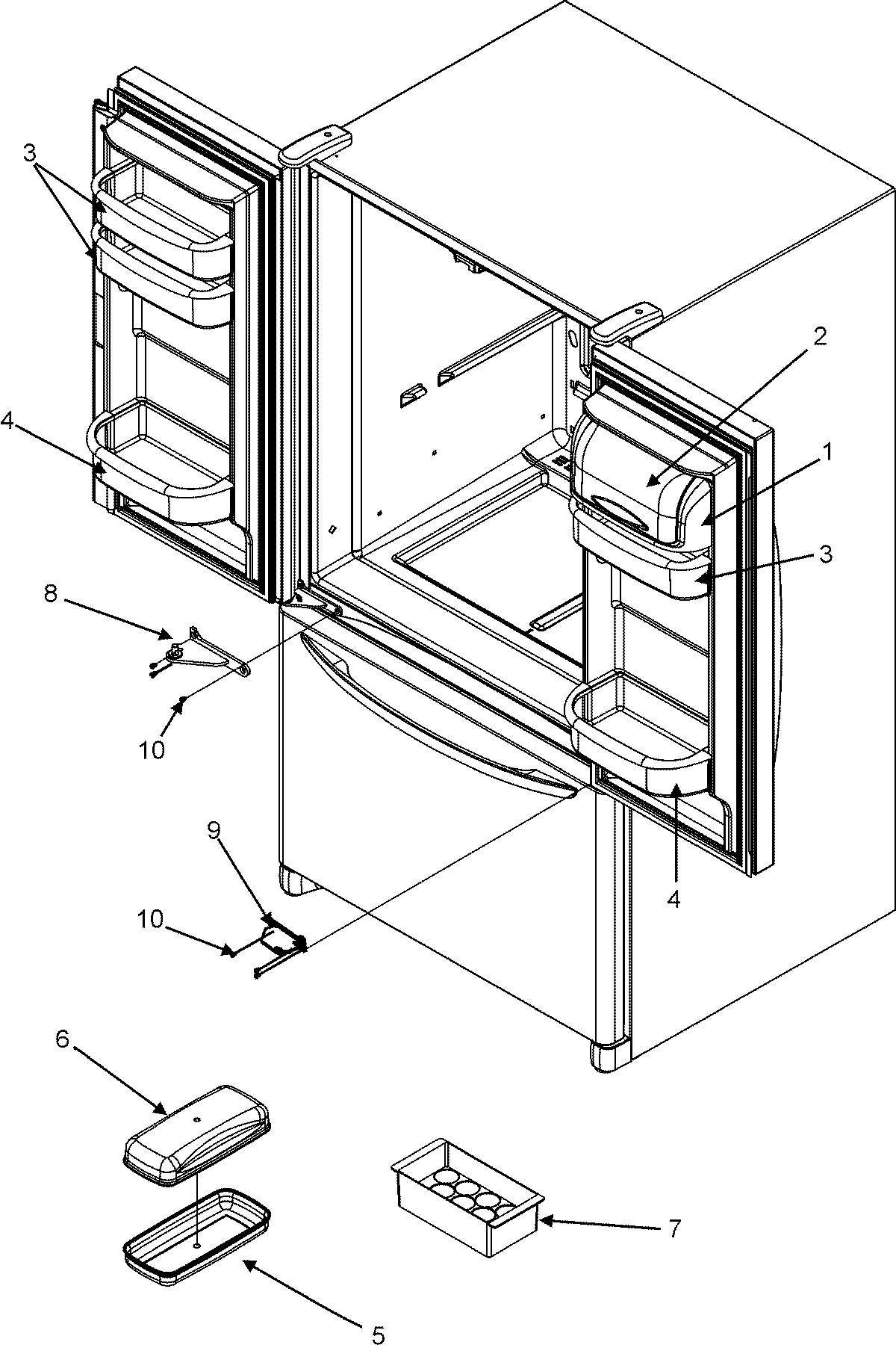 12 - REF DR STORAGE & CENTER HINGES