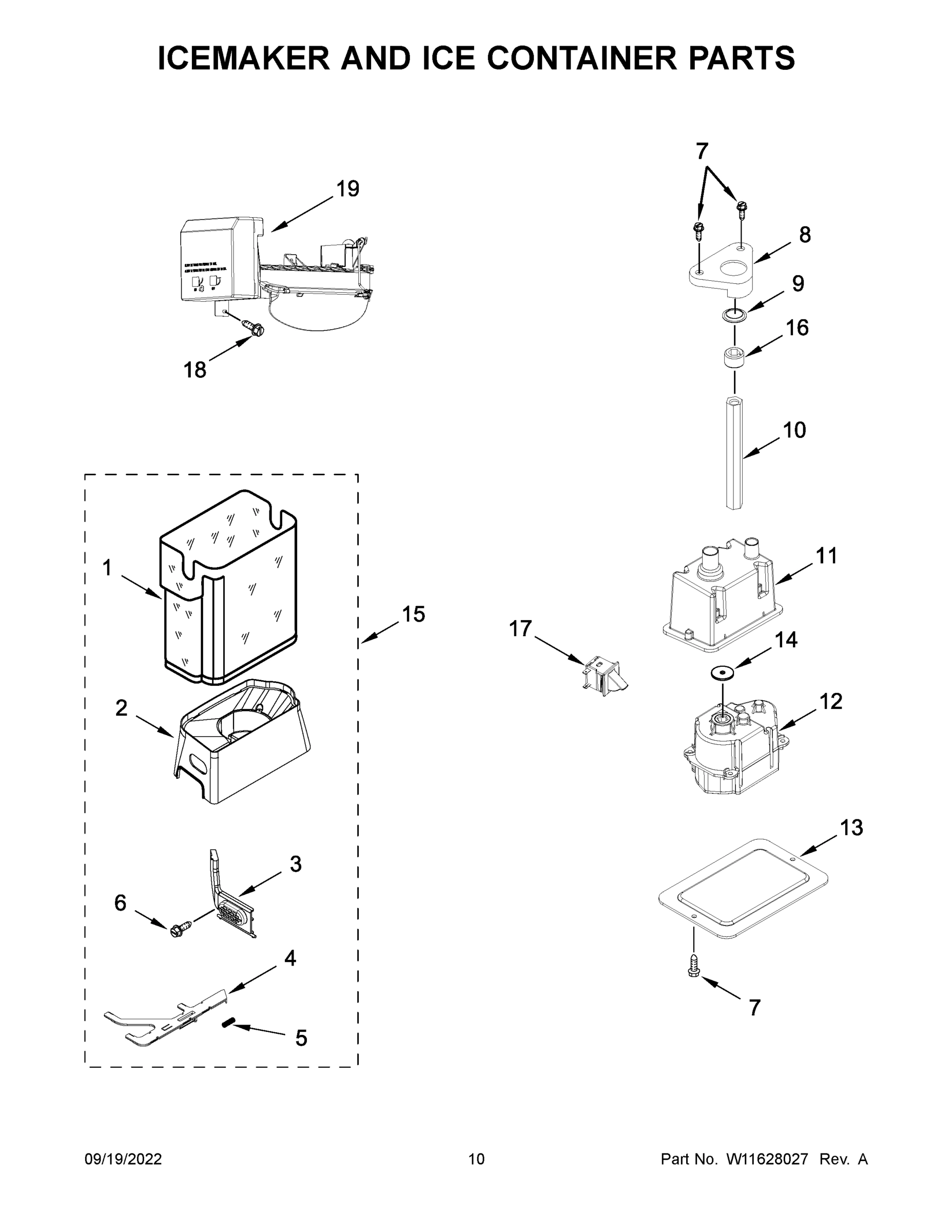 06 - ICEMAKER AND ICE CONTAINER PARTS