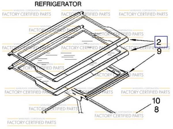 W10837901 Whirlpool Refrigerator Glass Shelf