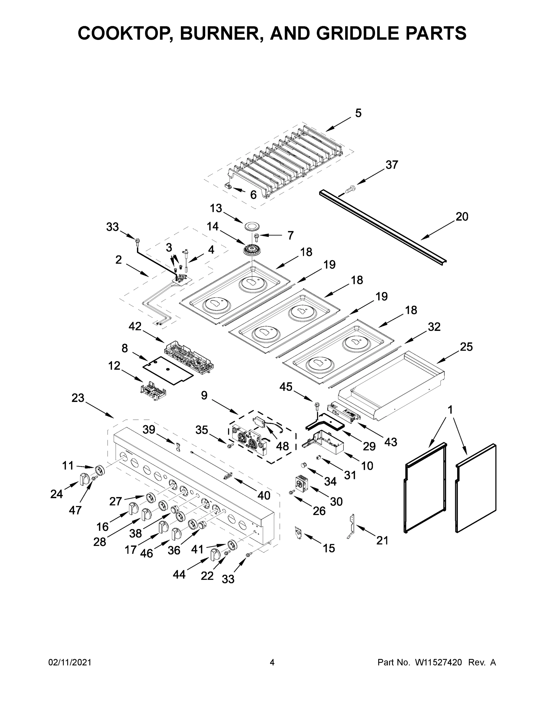 03 - COOKTOP, BURNER, AND GRIDDLE PARTS