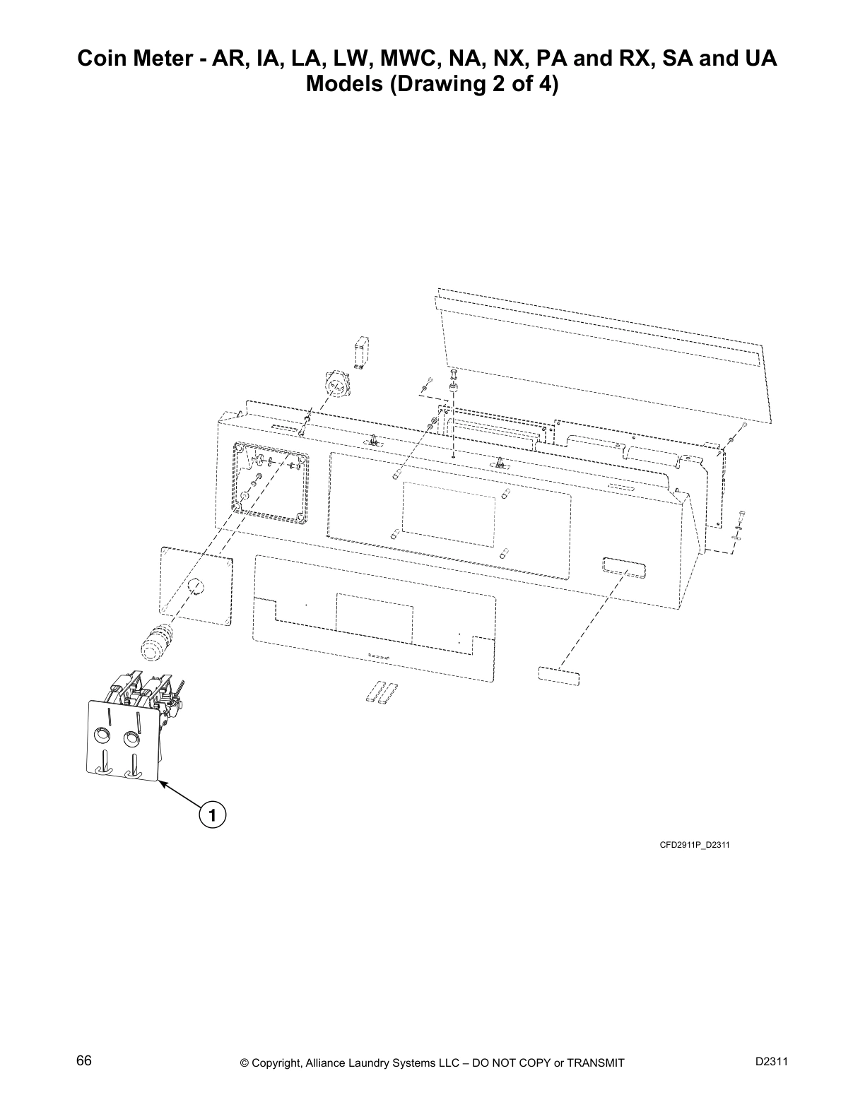 Coin Meter - AR, IA, LA, LW, MWC, NA, NX, PA and RX, SA and UA
Models (Drawing 2 of 4)