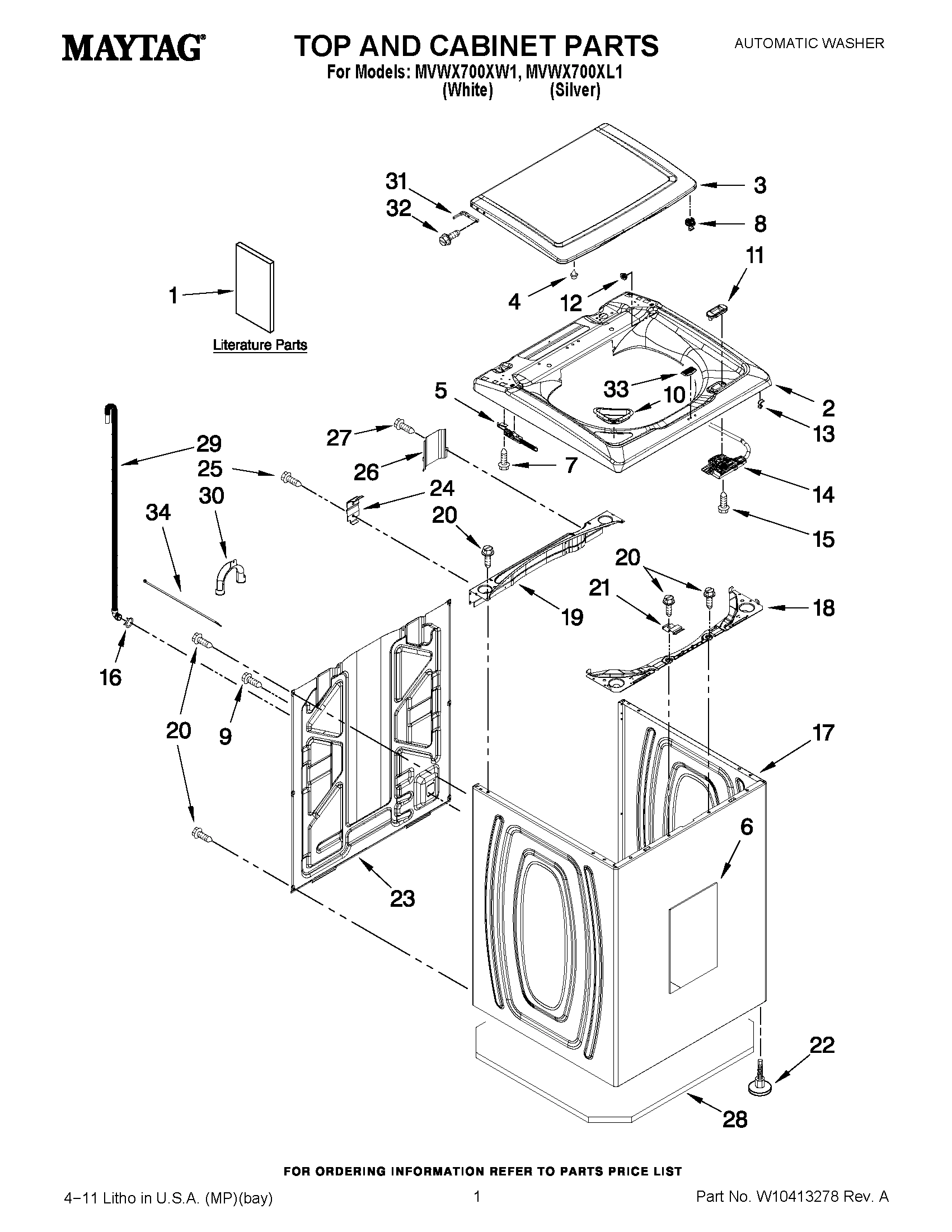 01 - TOP AND CABINET PARTS