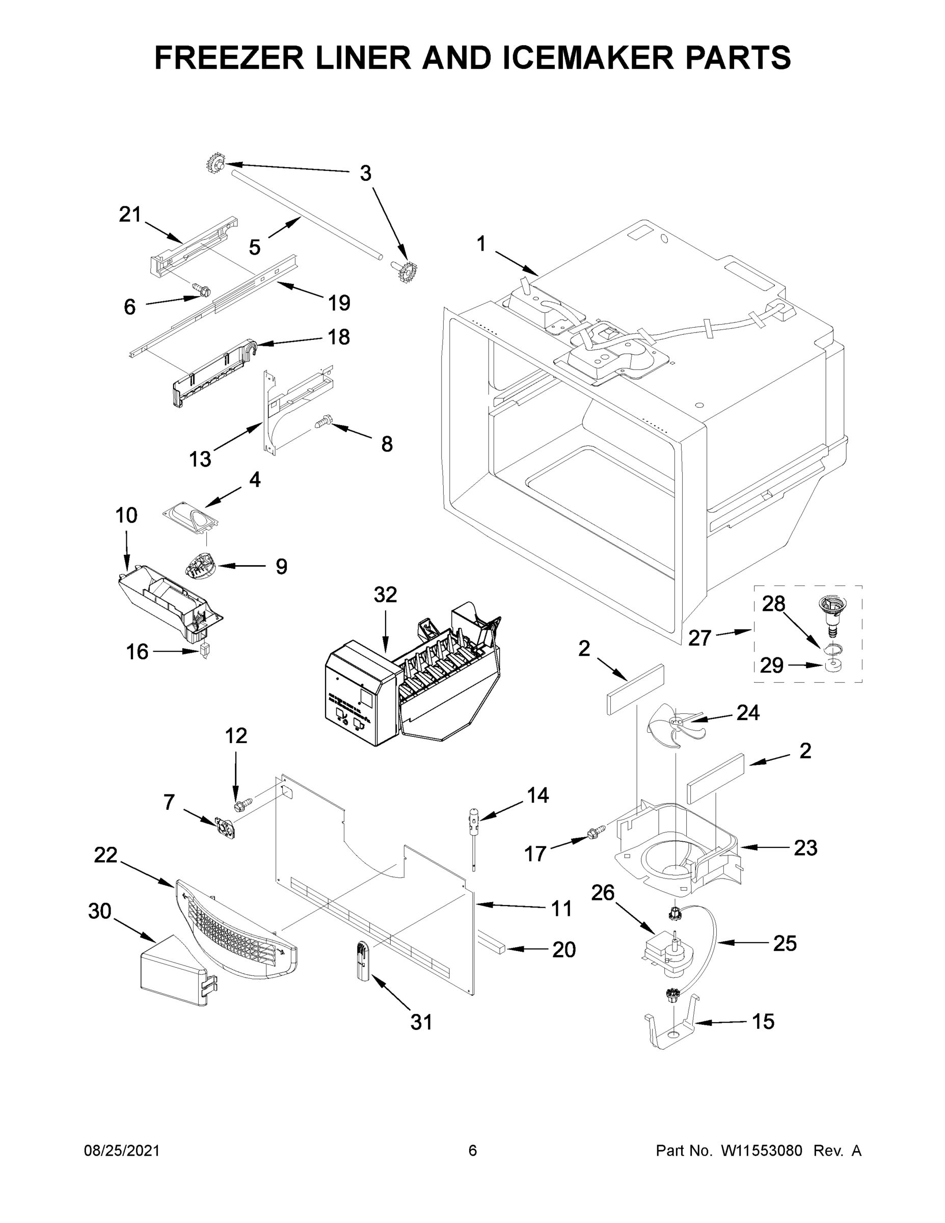 04 - FREEZER LINER AND ICEMAKER PARTS