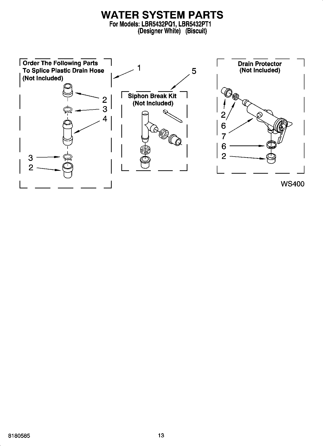 09 - WATER SYSTEM PARTS, MISCELLANEOUS PARTS, OPTIONAL PARTS (NOT INCLUDED)