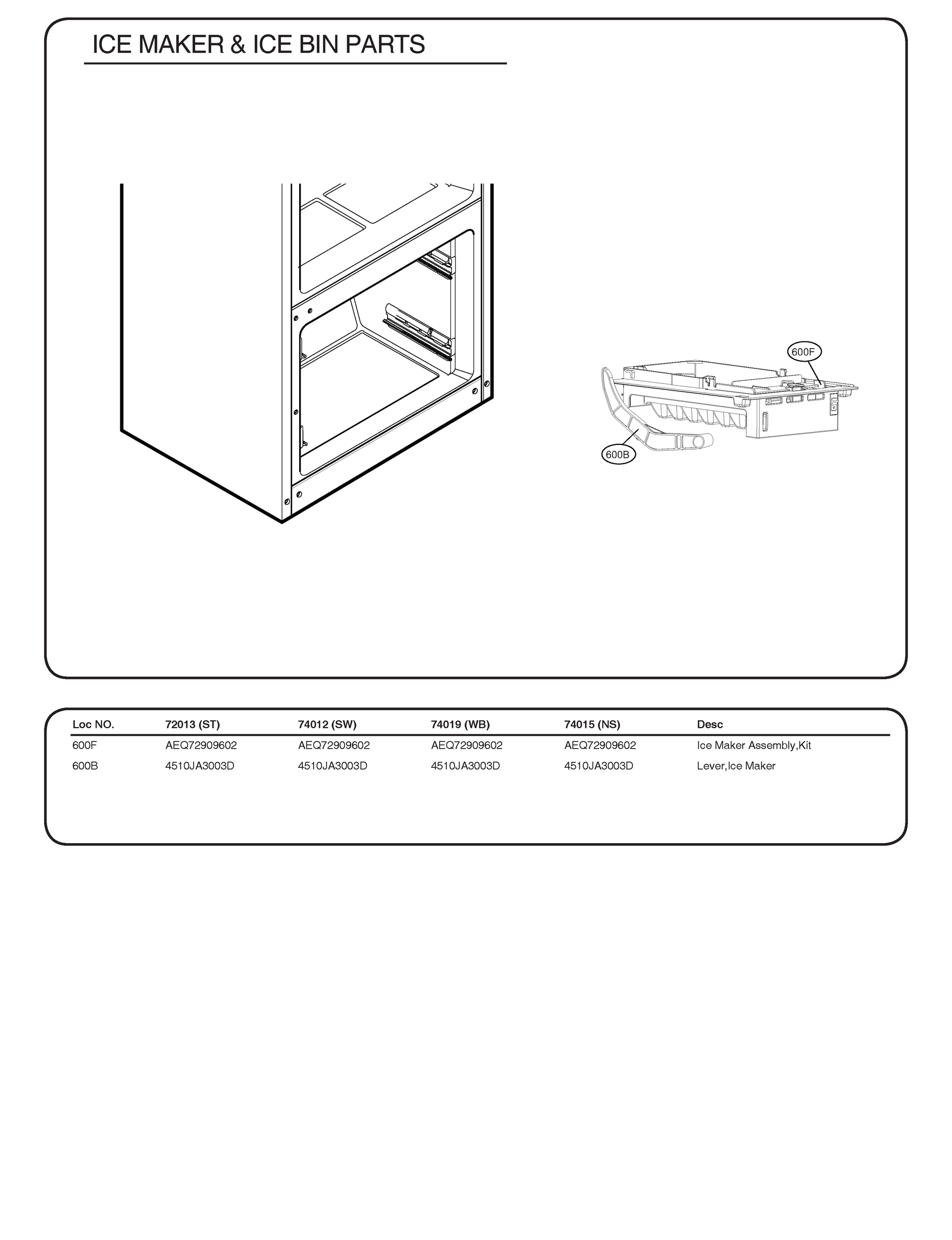 ICEMAKER & ICE BIN PARTS