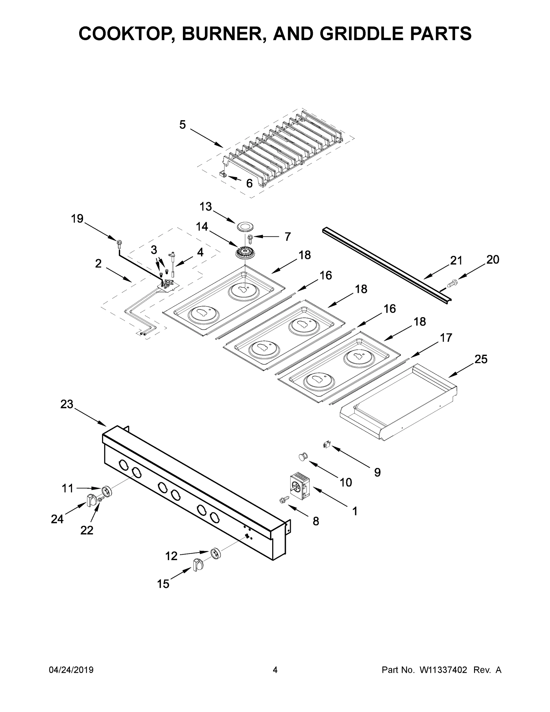 03 - COOKTOP, BURNER, AND GRIDDLE PARTS