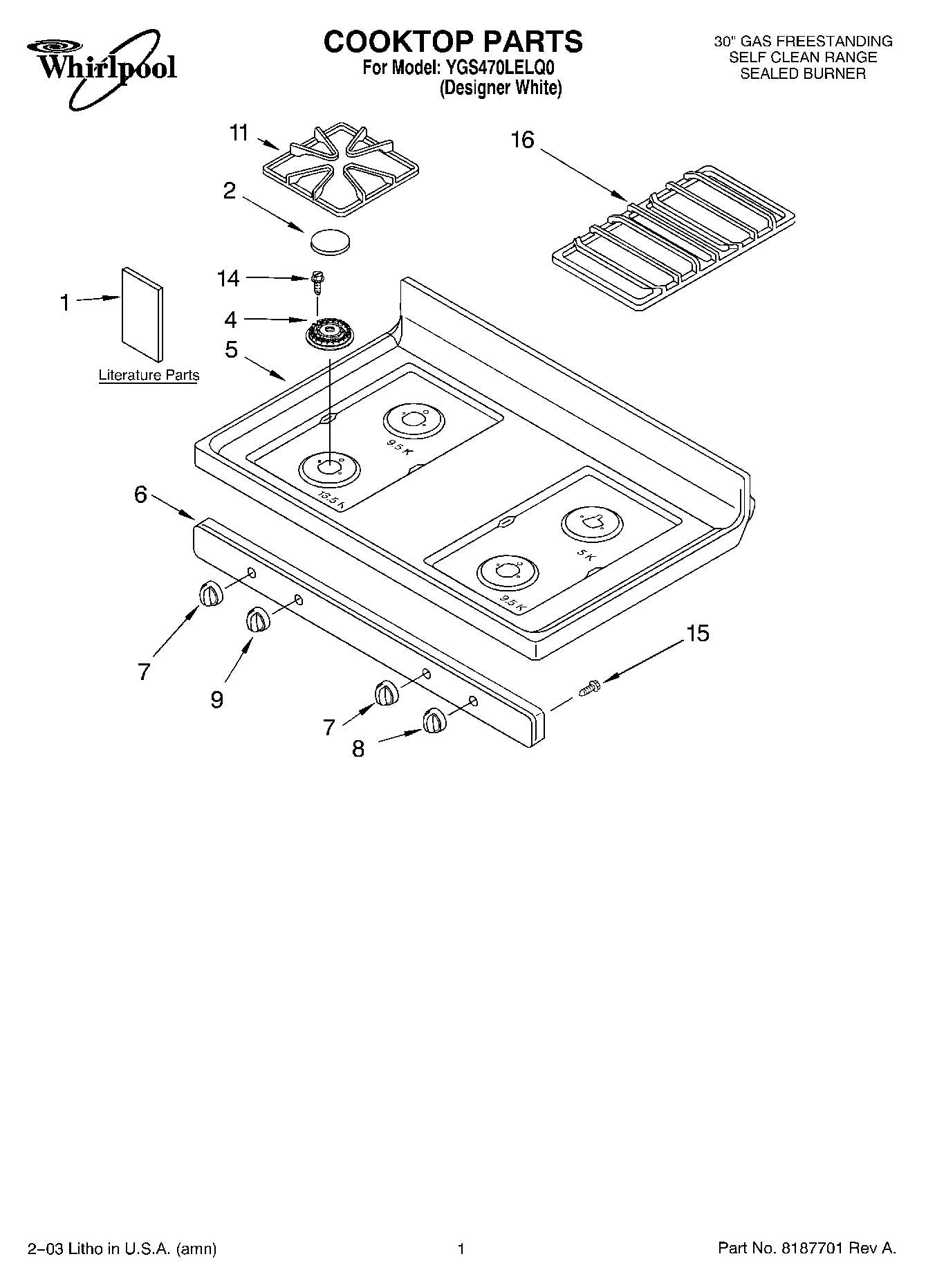 01 - COOKTOP PARTS