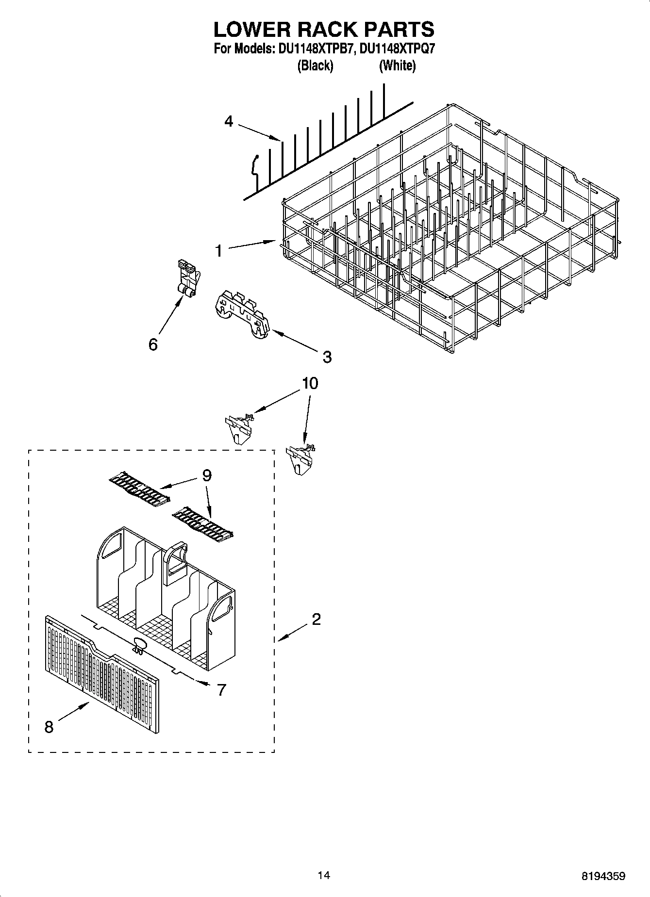 11 - LOWER RACK PARTS, OPTIONAL PARTS (NOT INCLUDED)