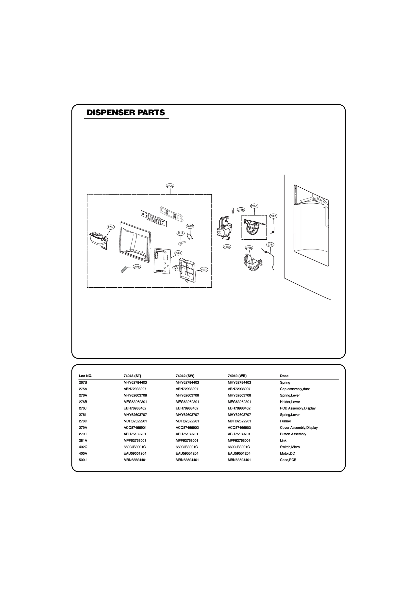 DISPENSER PARTS
