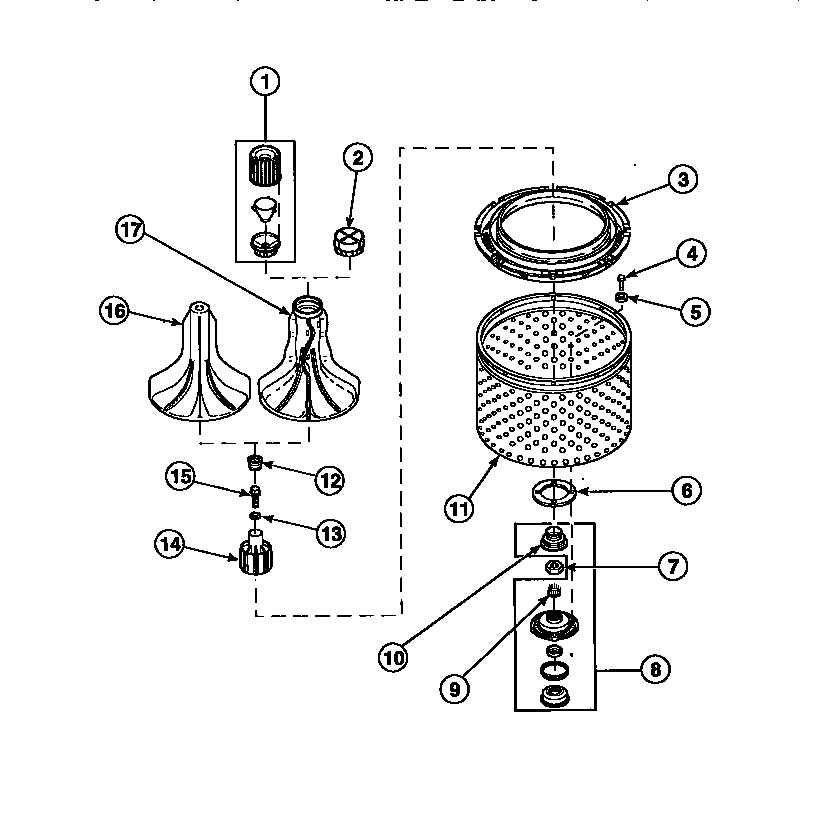 02 - AGITATOR/DRIVE BELL/SEAL KIT/TUB & HUB