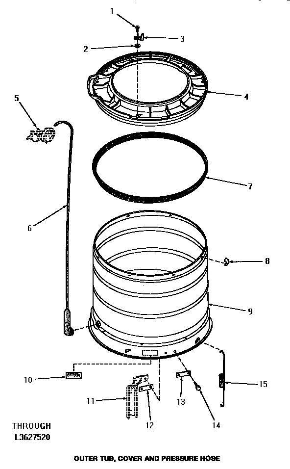 15 - OUTER TUB, COVER & PRESSURE HOSE