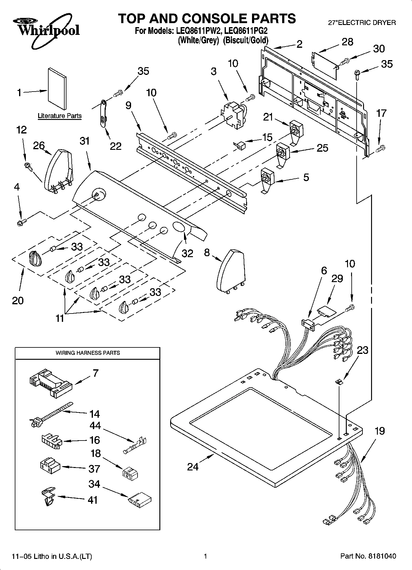 01 - TOP AND CONSOLE PARTS