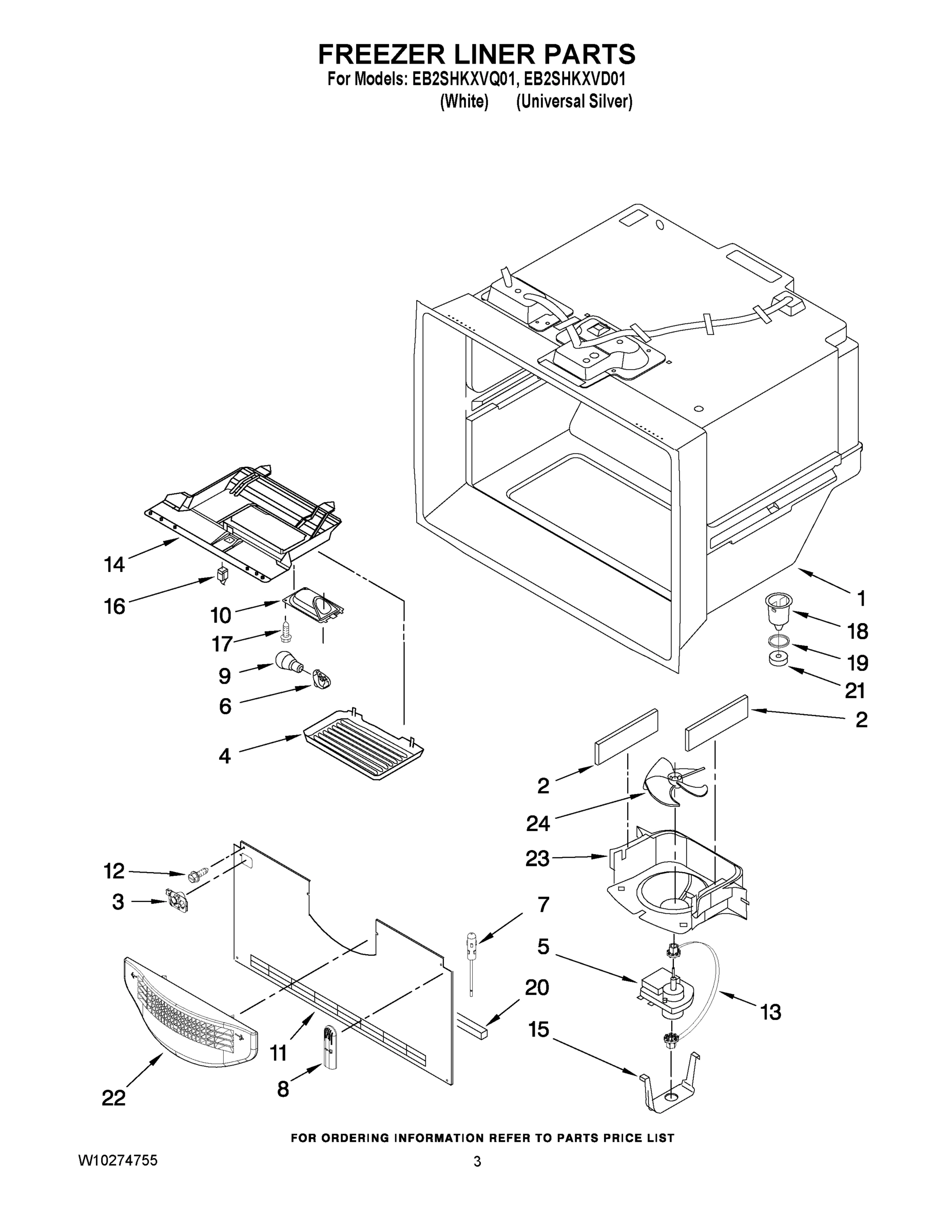 02 - FREEZER LINER PARTS