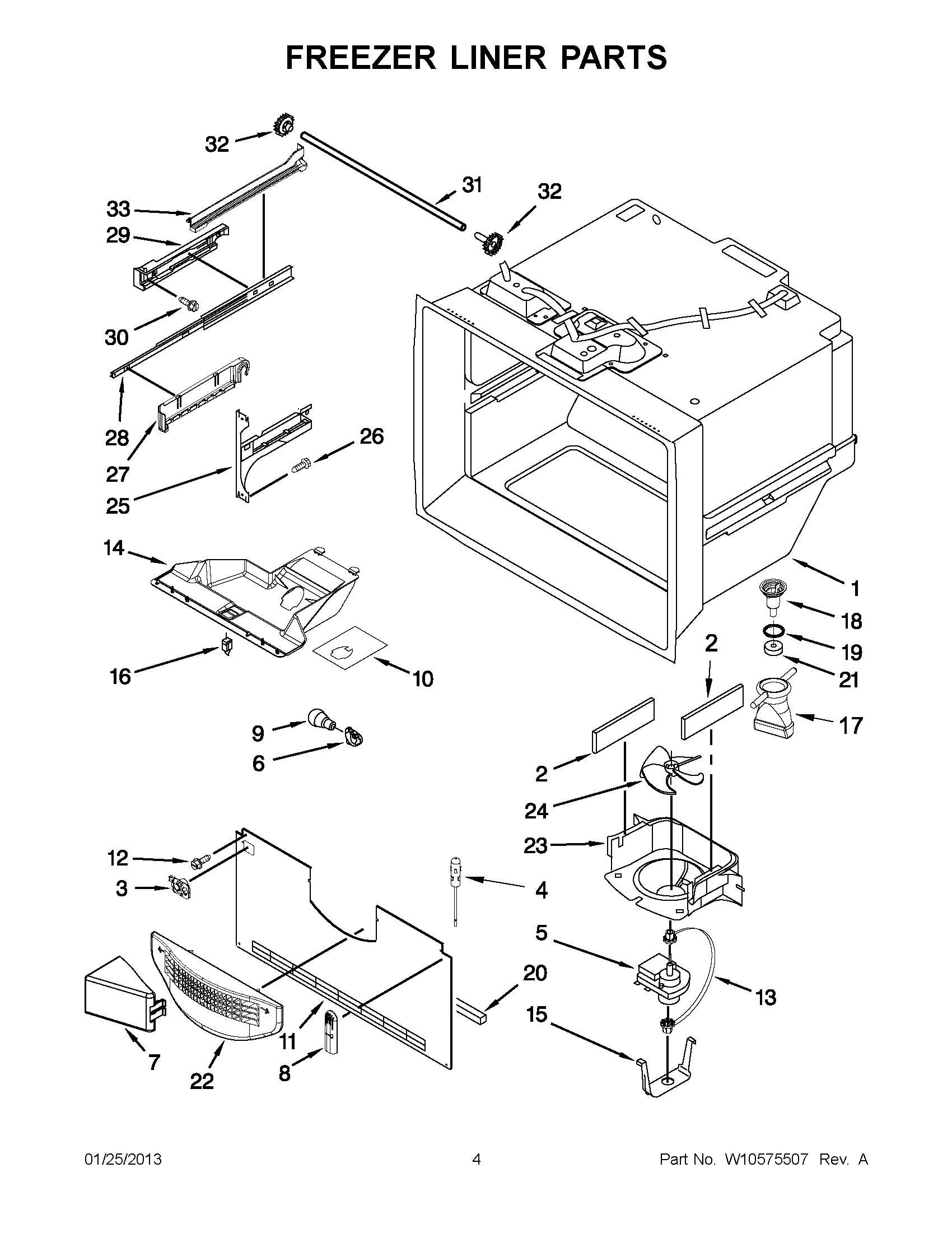 02 - FREEZER LINER PARTS