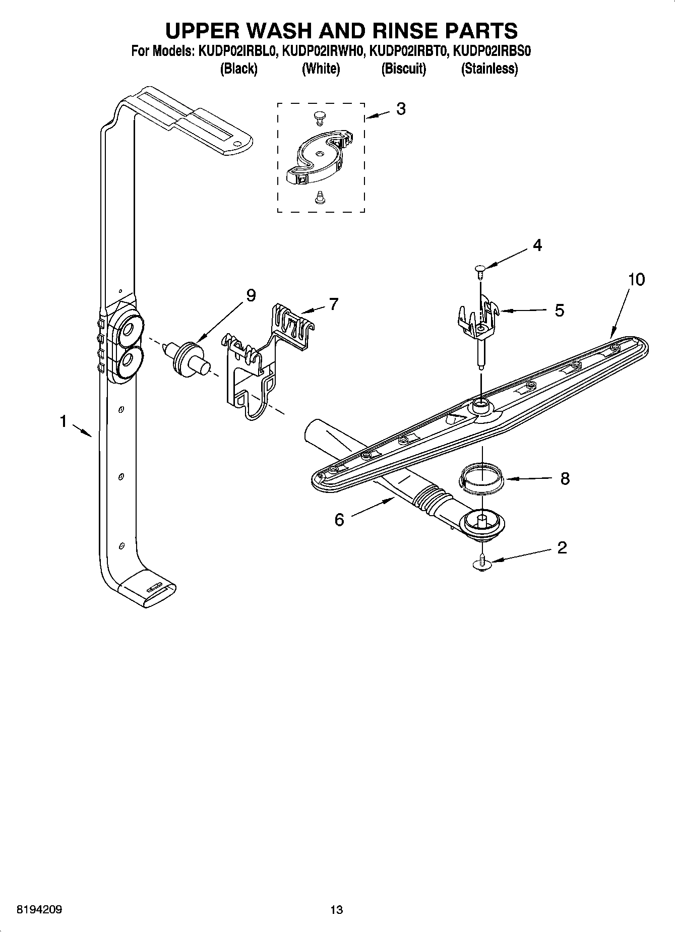 10 - UPPER WASH AND RINSE PARTS