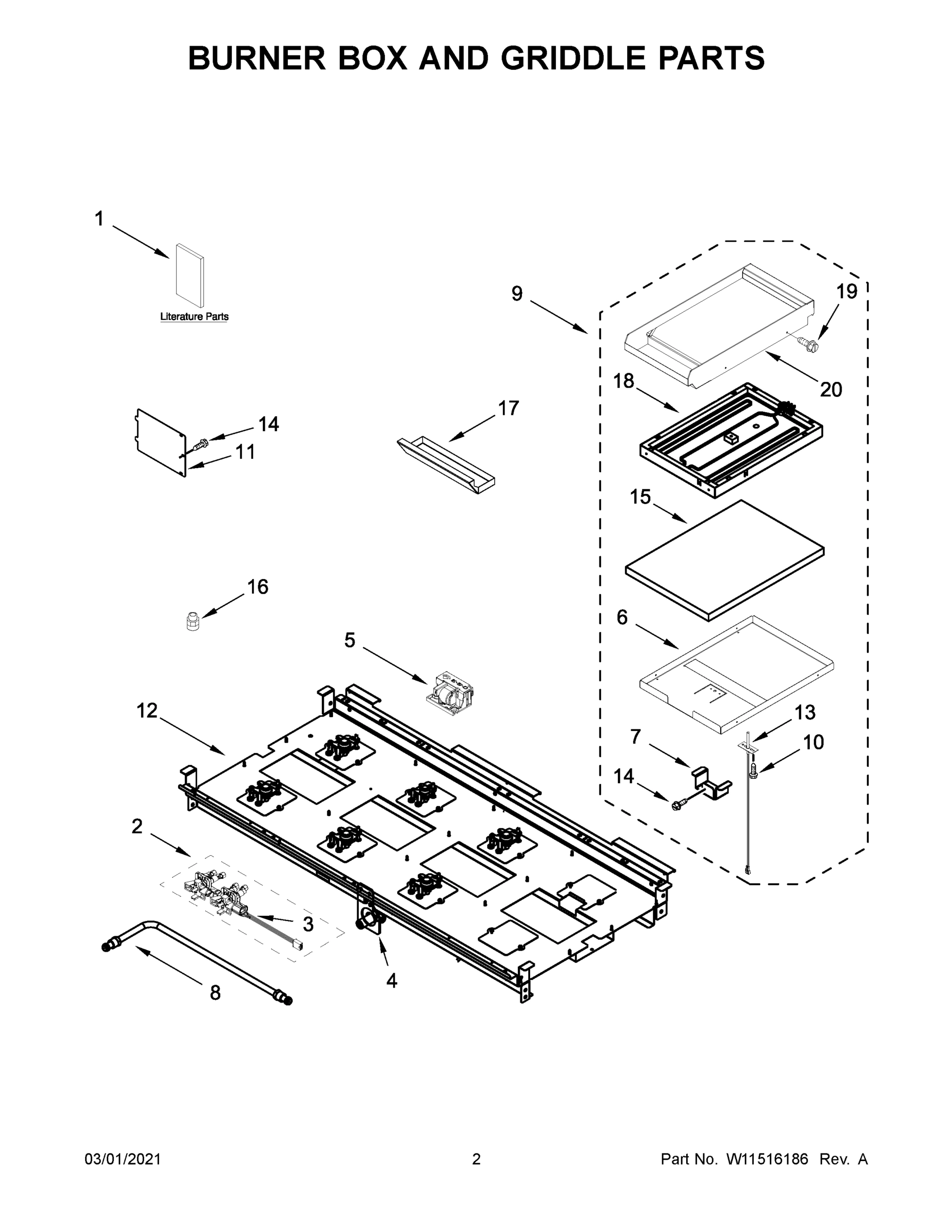 02 - BURNER BOX AND GRIDDLE PARTS