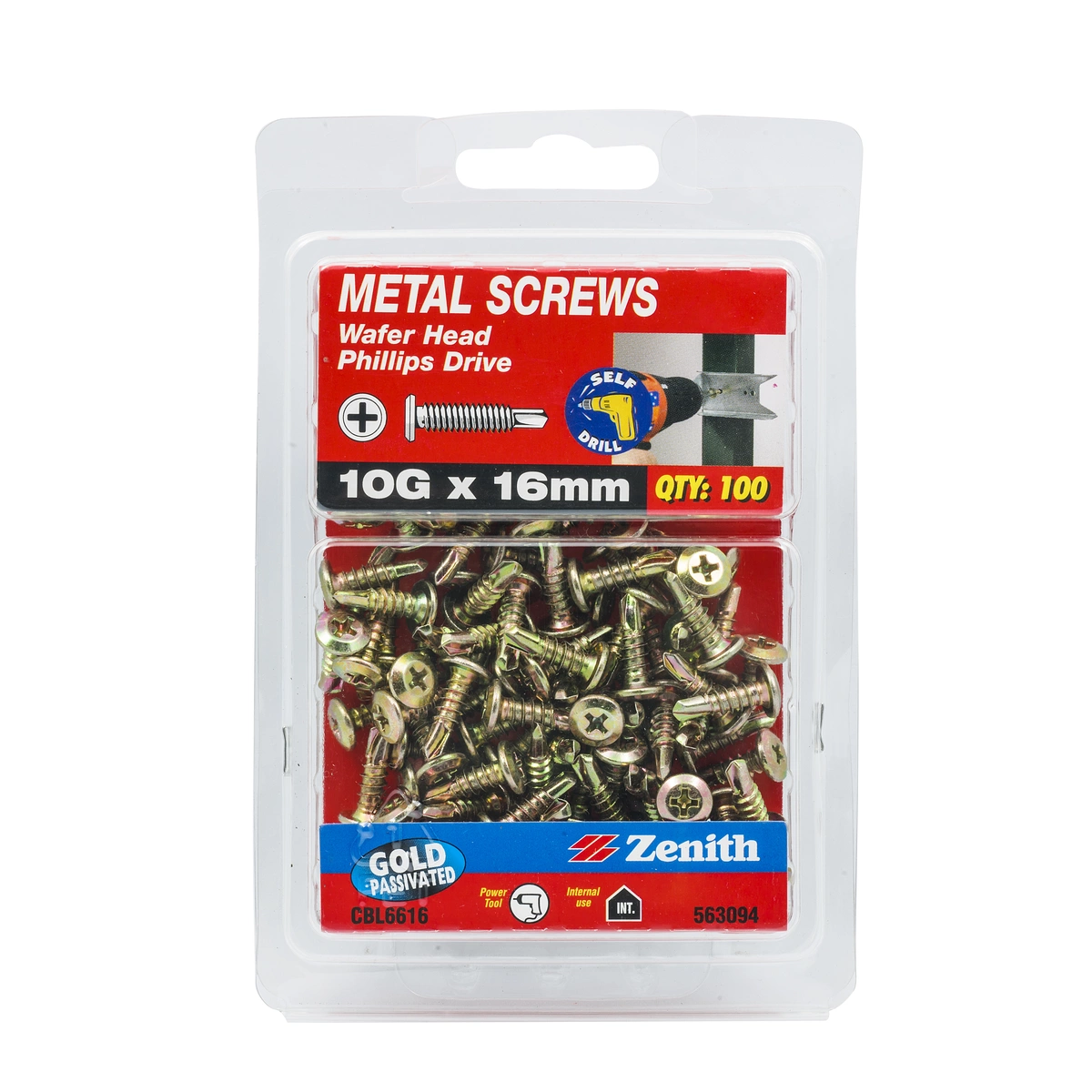 ZENITH® 10G x 16mm Gold Passivated Metal Screws – 100 Pack