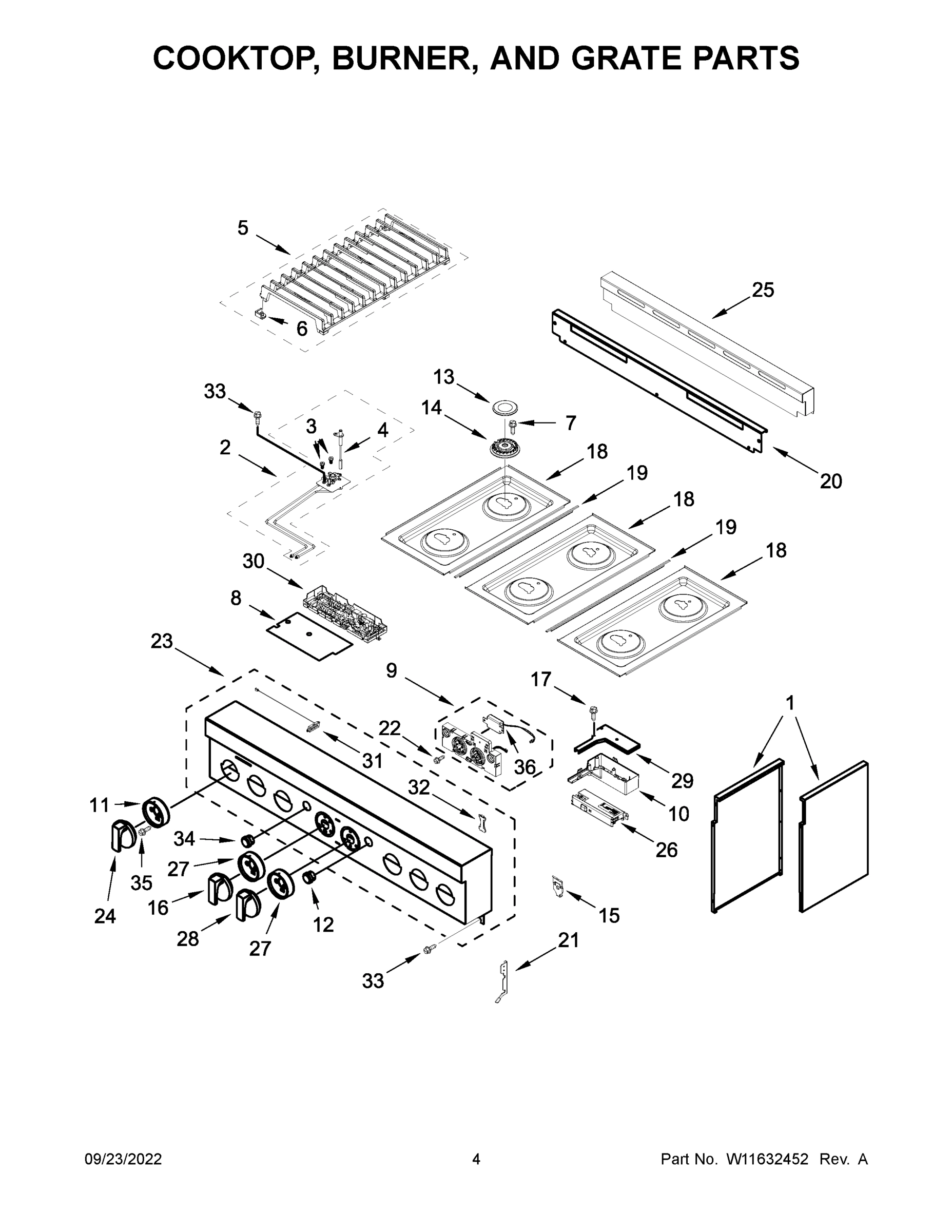 03 - COOKTOP, BURNER, AND GRATE PARTS