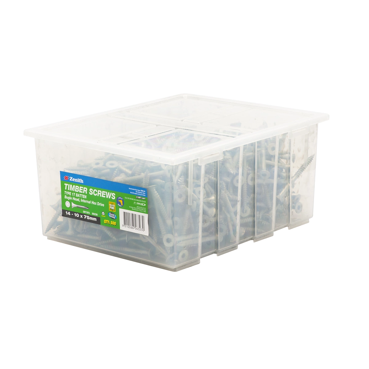 ZENITH® 14G x 75mm Class 3 Galvanised Bugle Batten Screws – 500 Pack