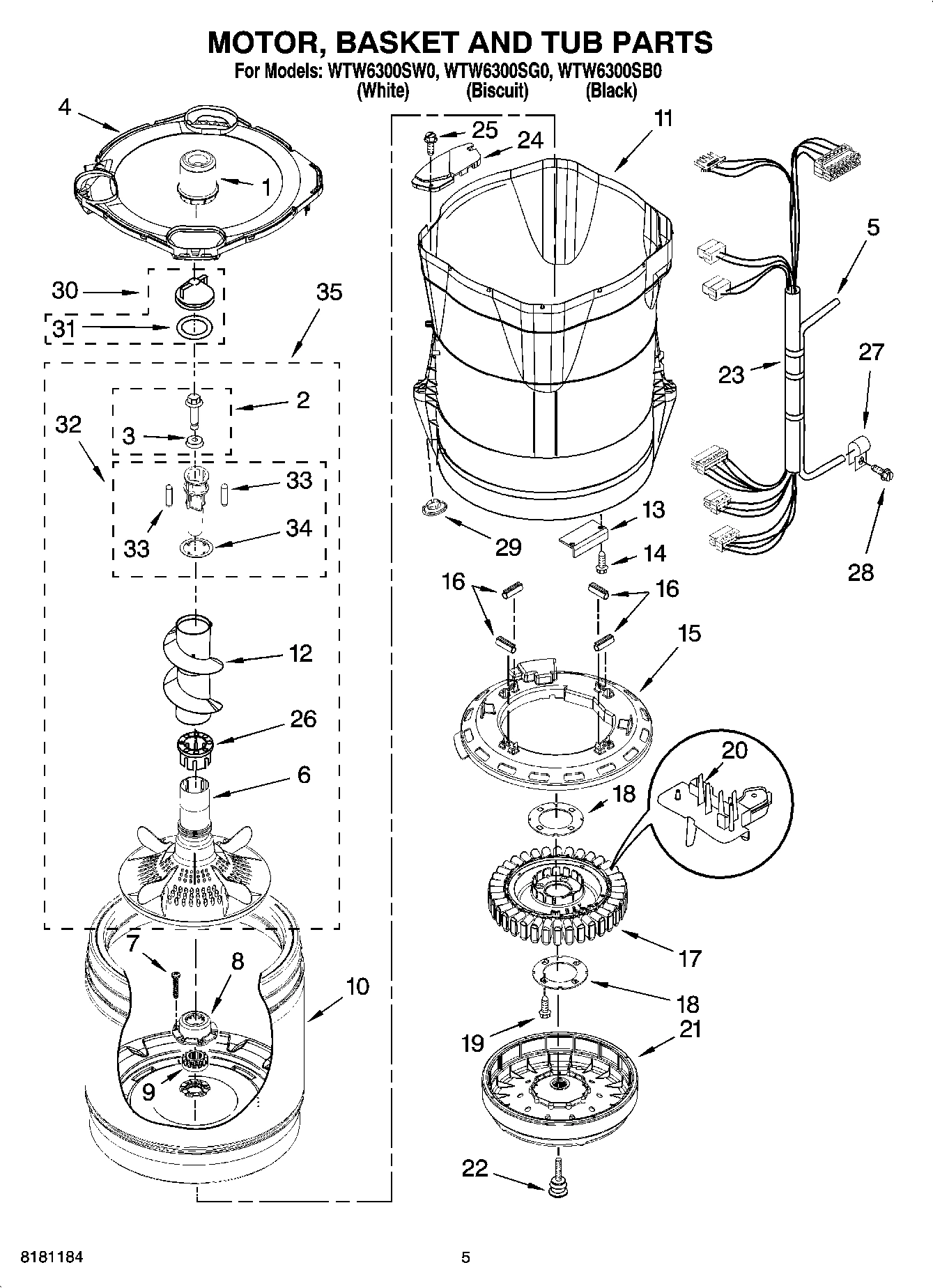 03 - MOTOR, BASKET AND TUB PARTS