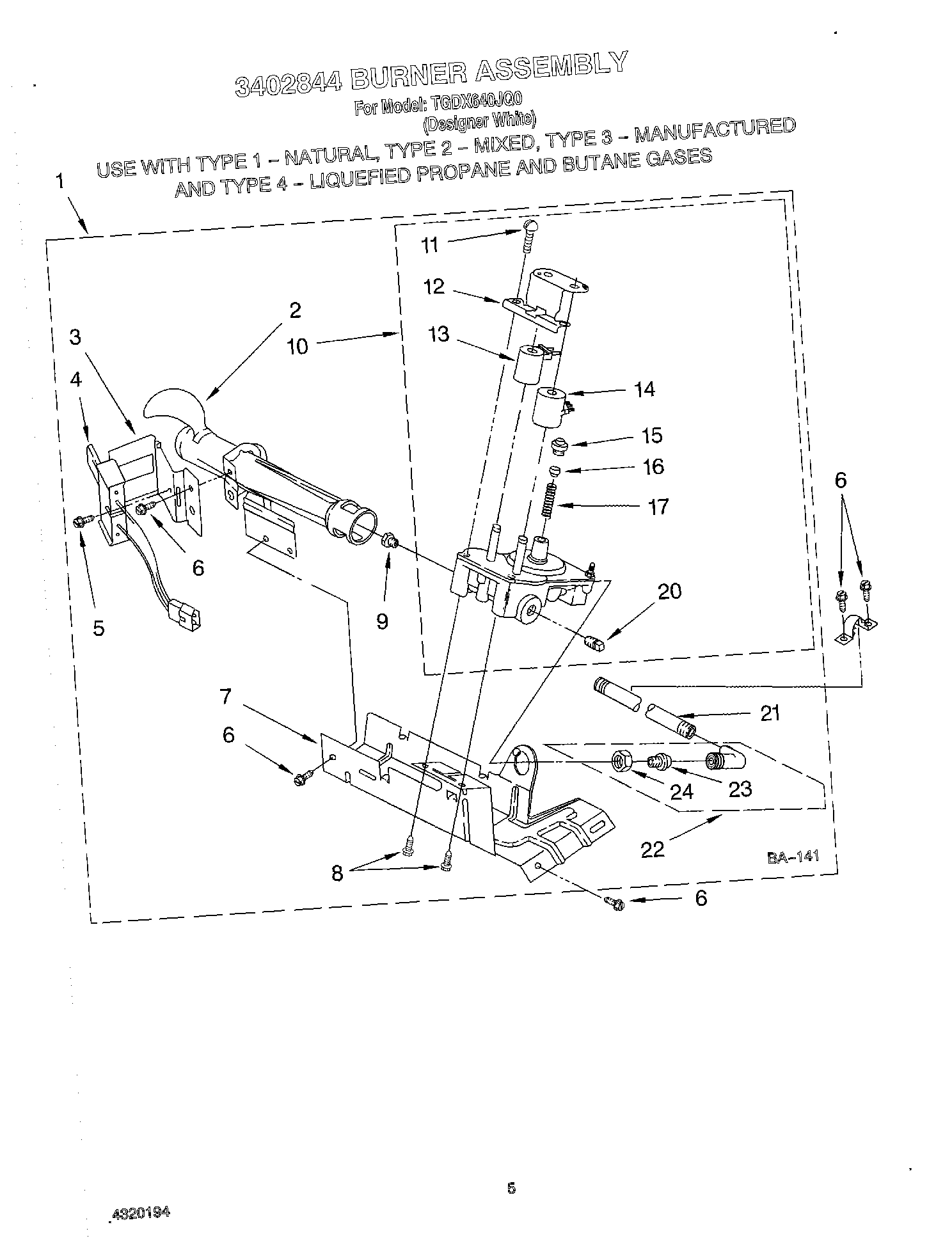 03 - 3402844 BURNER ASSEMBLY