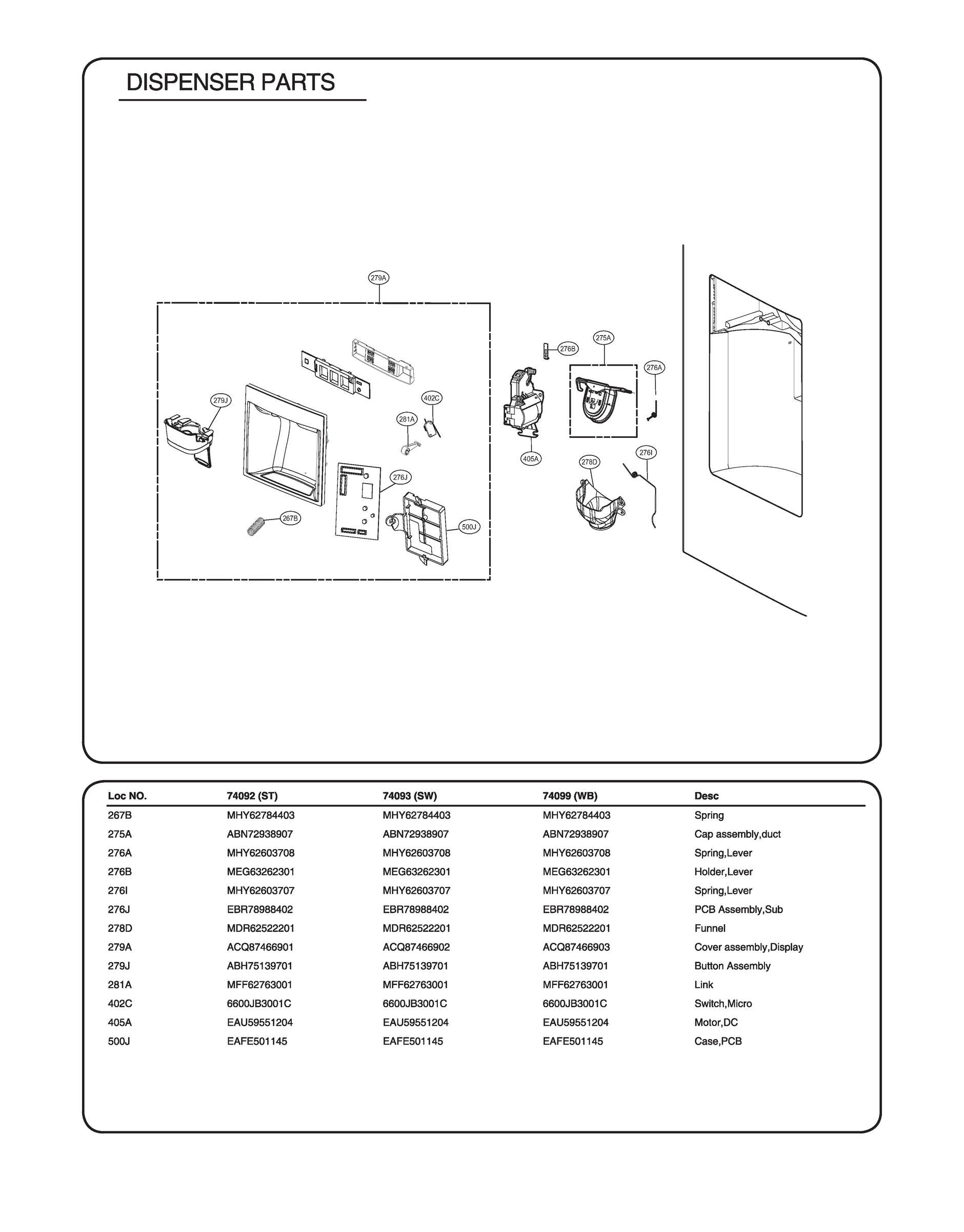 DISPENSER PARTS