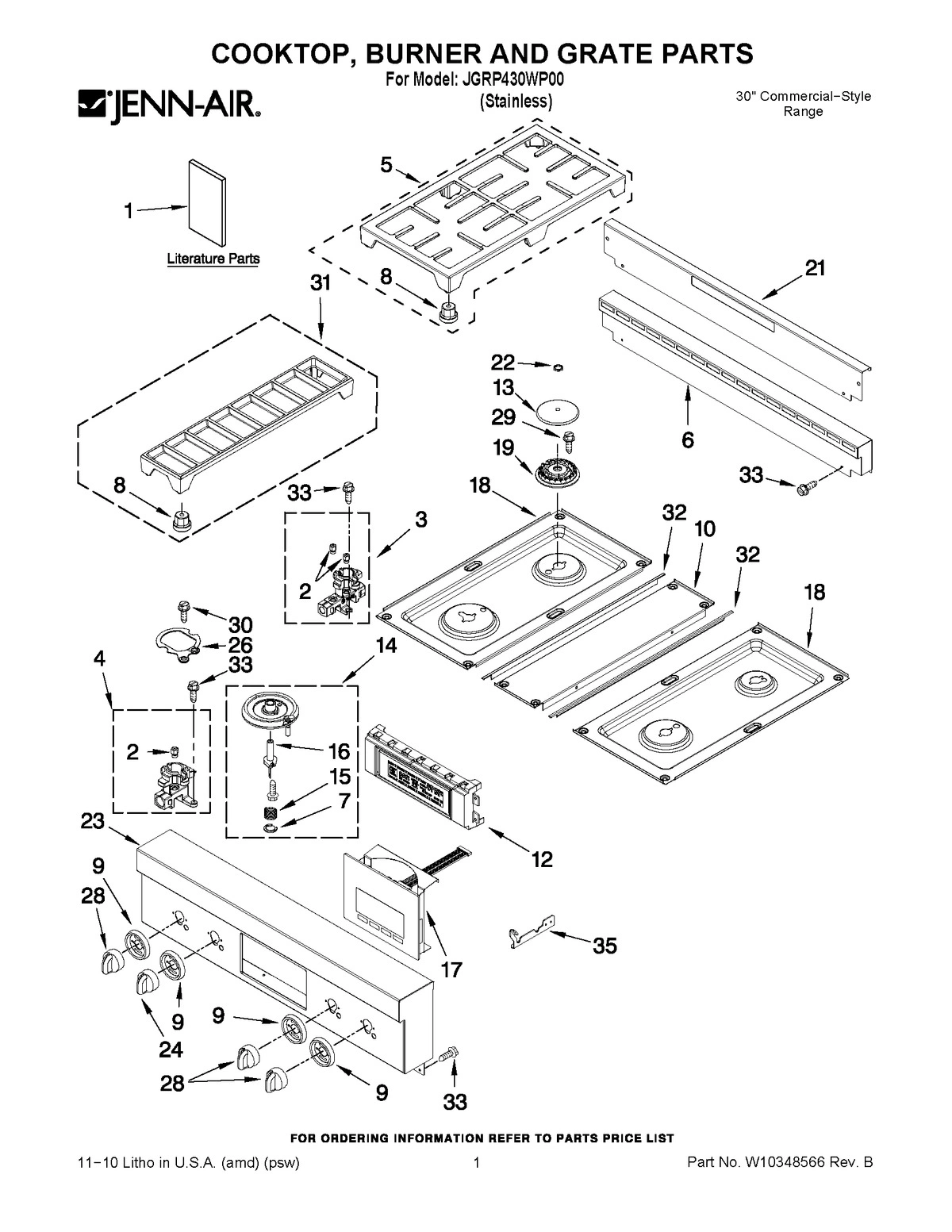 01 - COOKTOP, BURNER AND GRATE PARTS