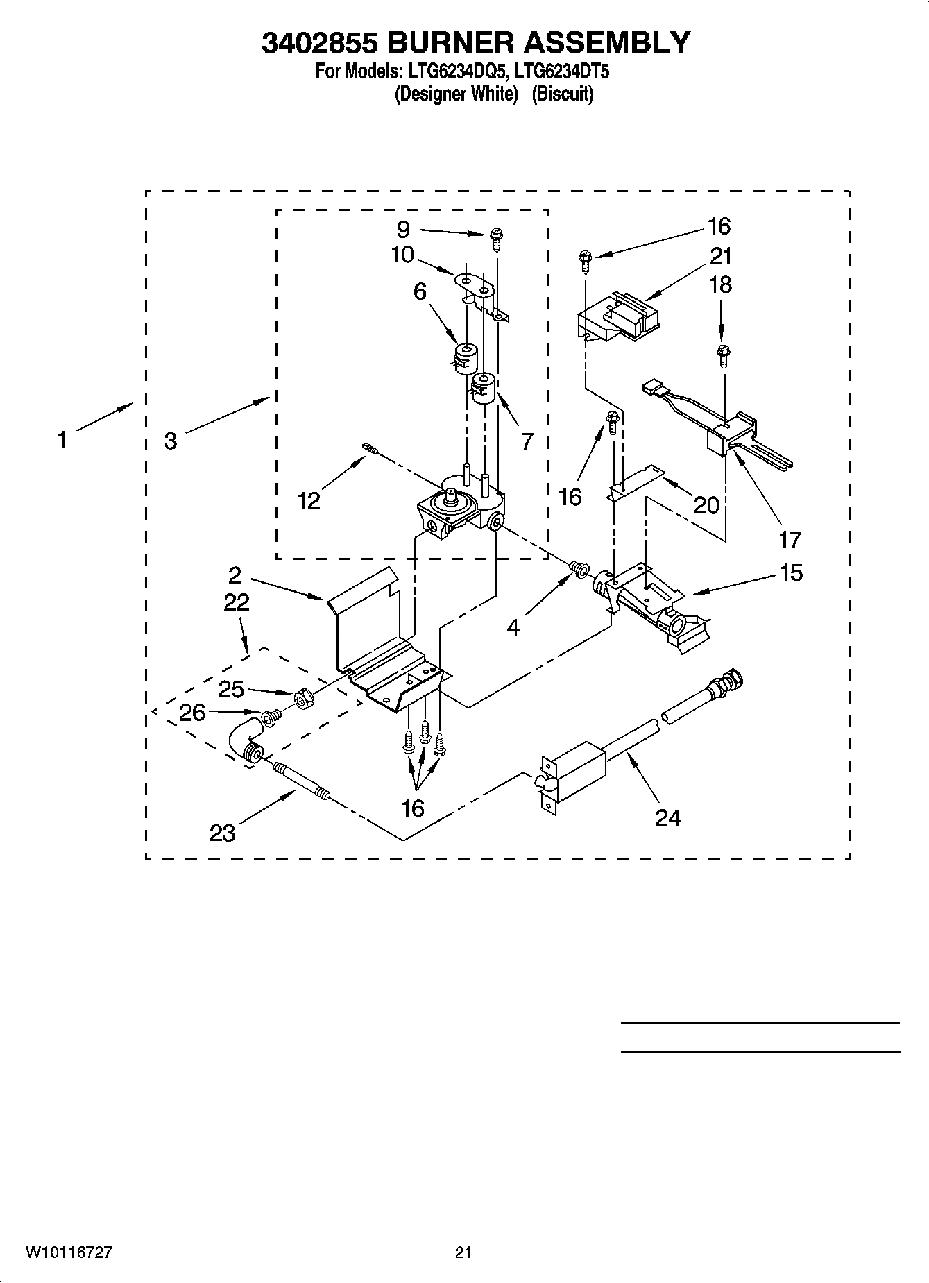 15 - 3402855 BURNER ASSEMBLY, OPTIONAL PARTS (NOT INCLUDED)