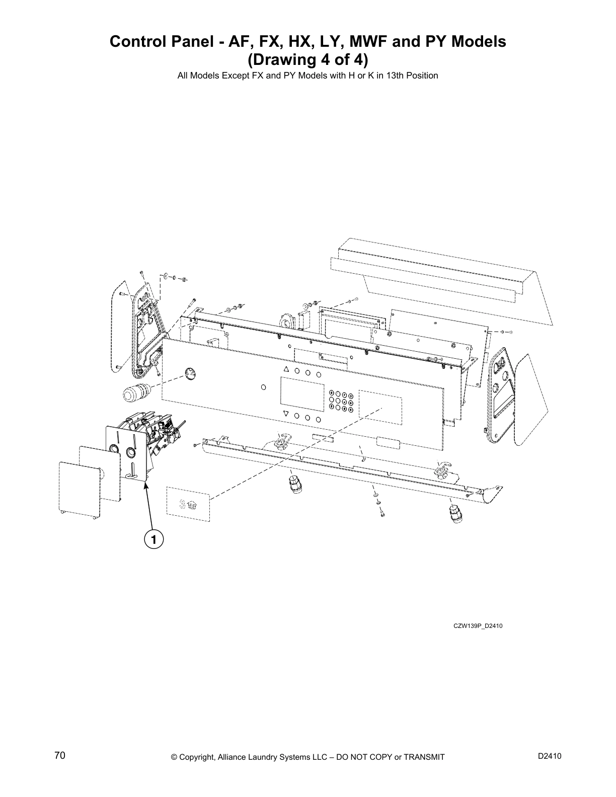 Control Panel - AF, FX, HX, LY, MWF and PY Models
(Drawing 4 of 4)