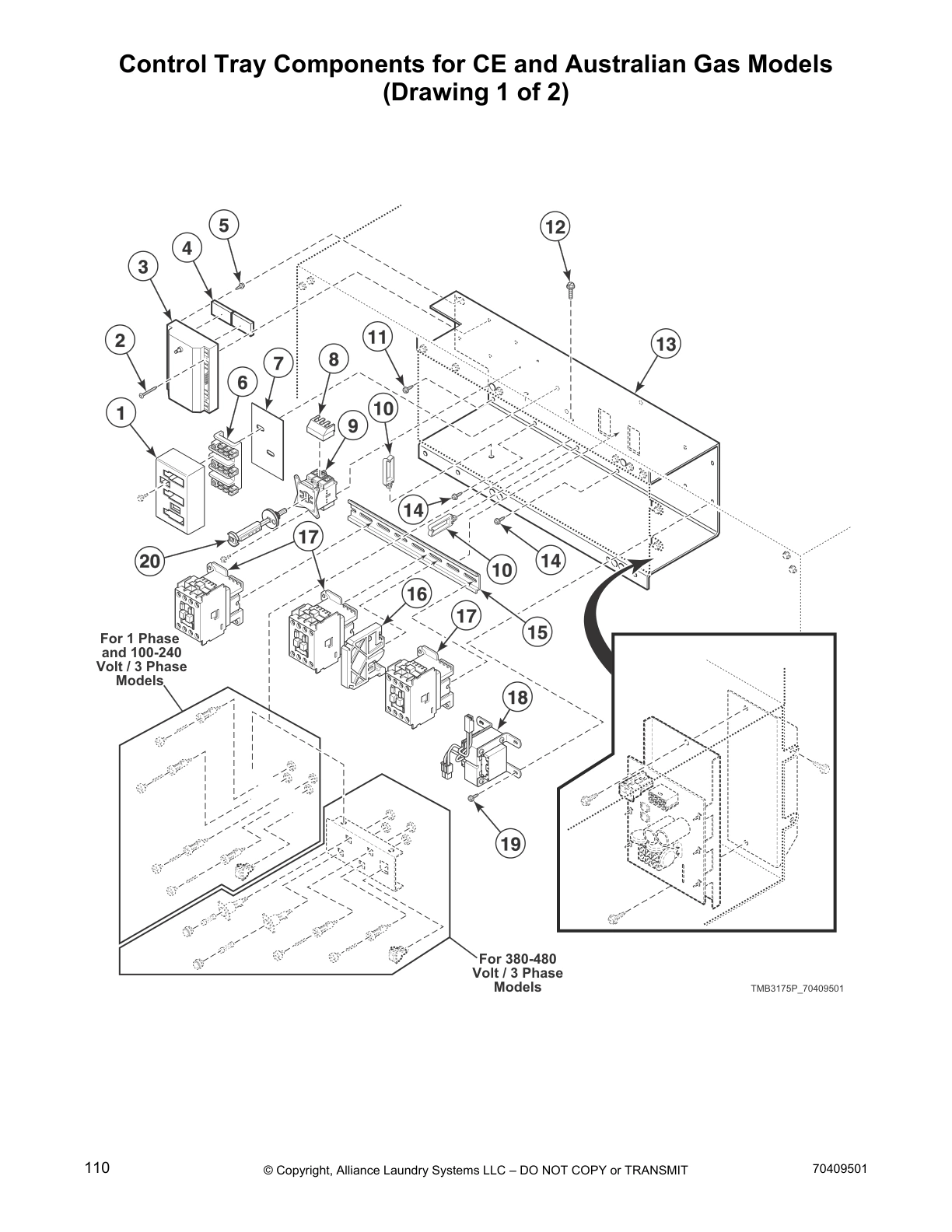 Control Tray Components for CE and Australian Gas Models
(Drawing 1 of 2)