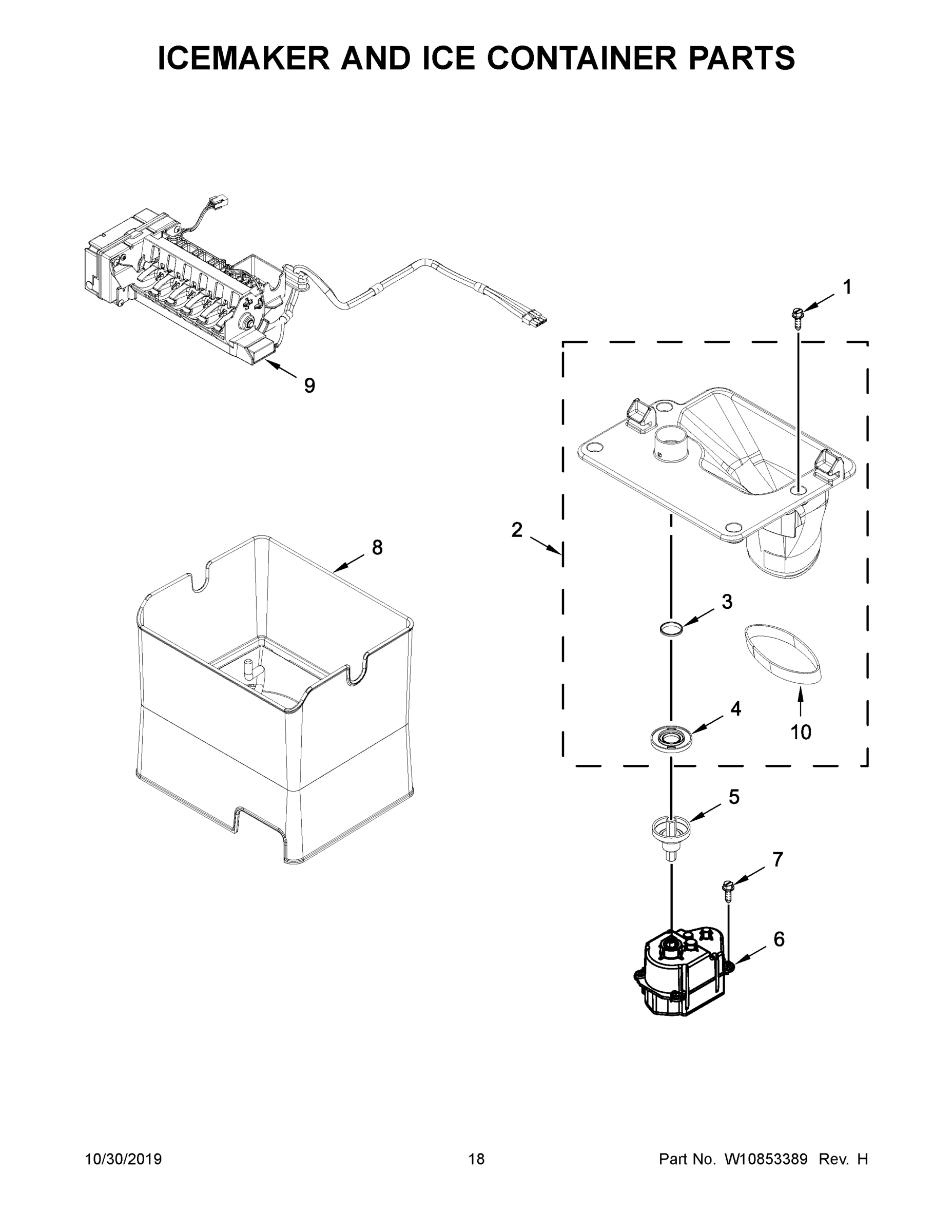 10 - ICEMAKER AND ICE CONTAINER PARTS