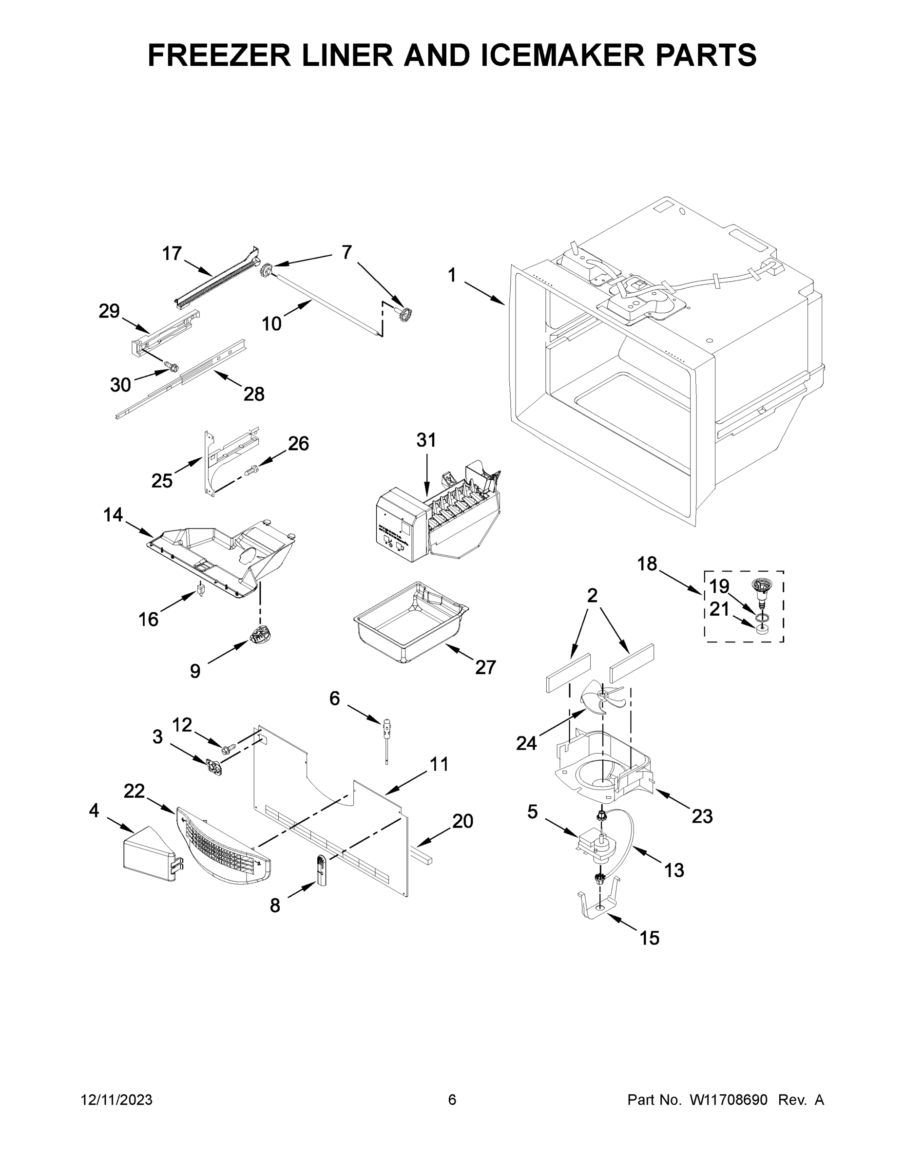 04 - FREEZER LINER AND ICEMAKER PARTS