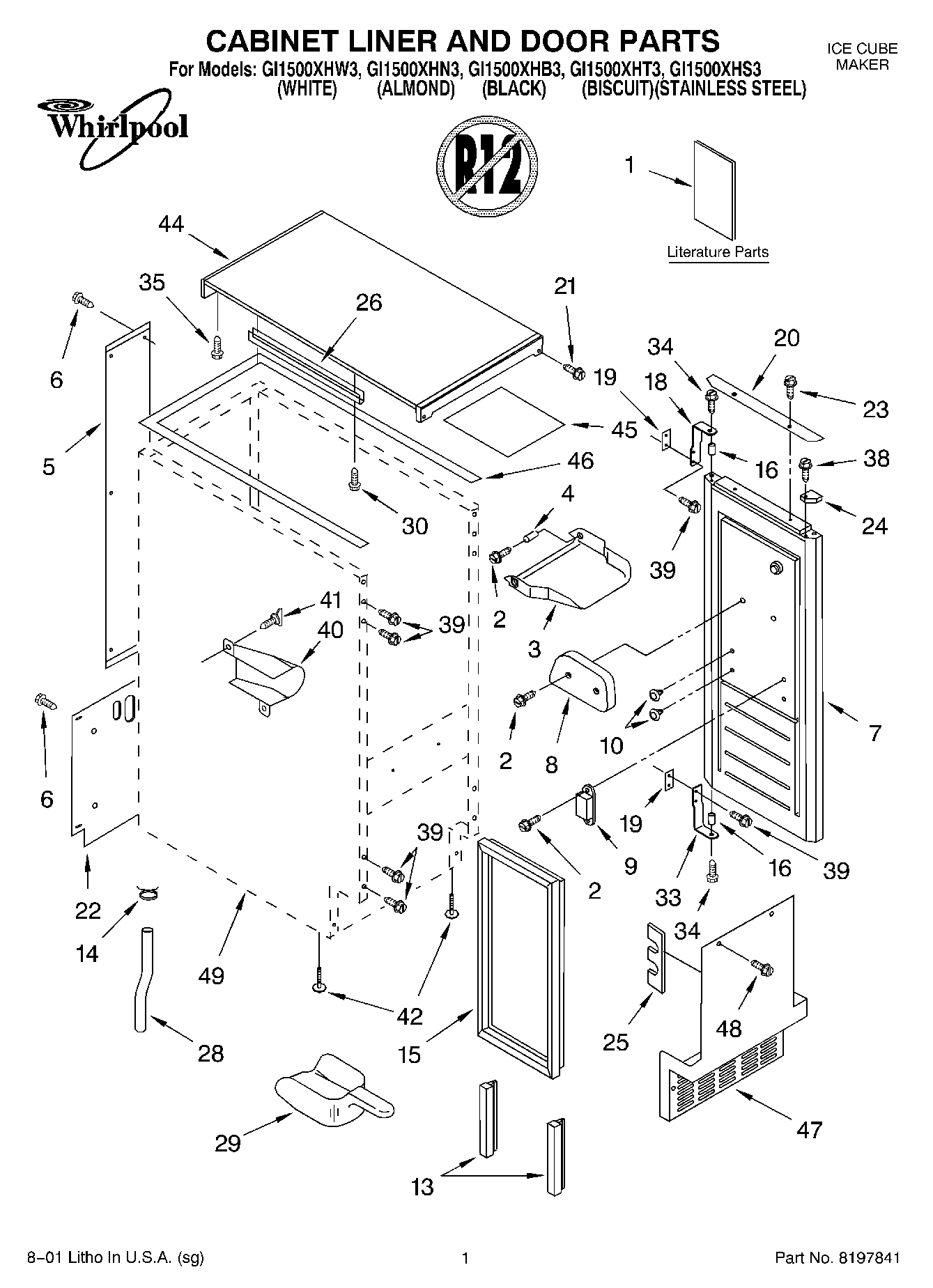 01 - CABINET LINER AND DOOR, LIT/OPTIONAL