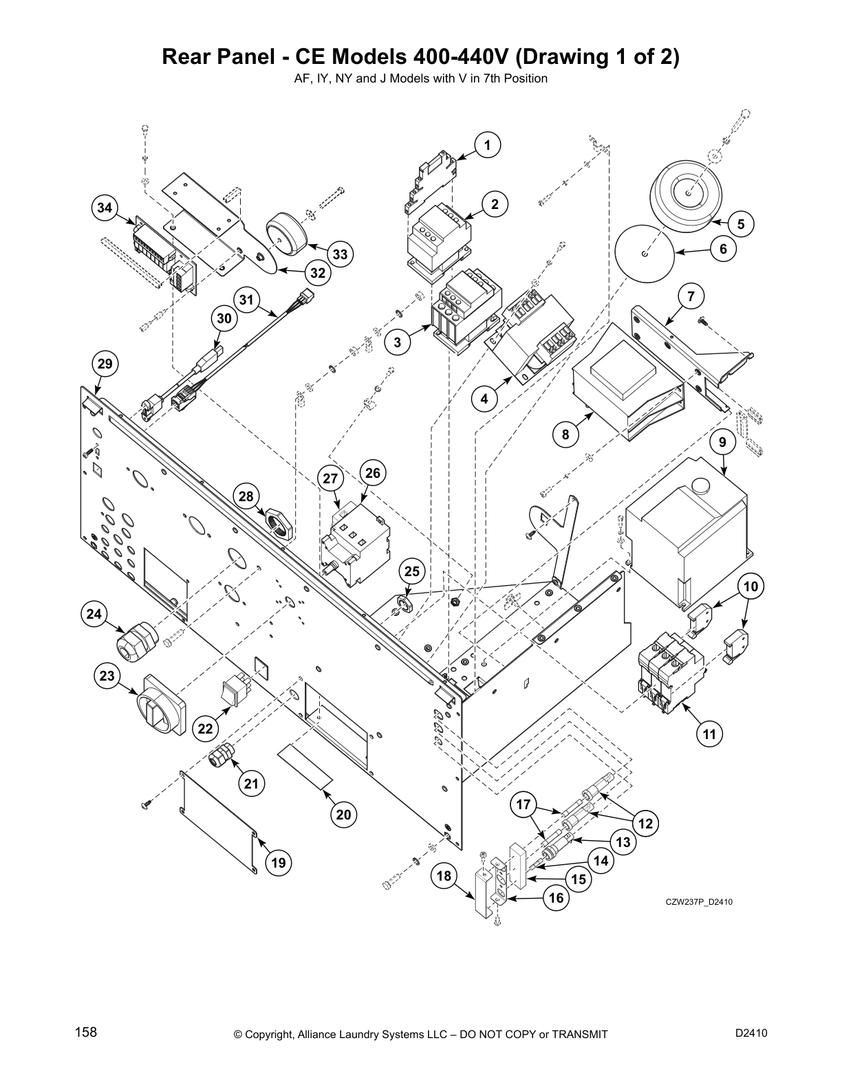 Rear Panel - CE Models 400-440V (Drawing 1 of 2)