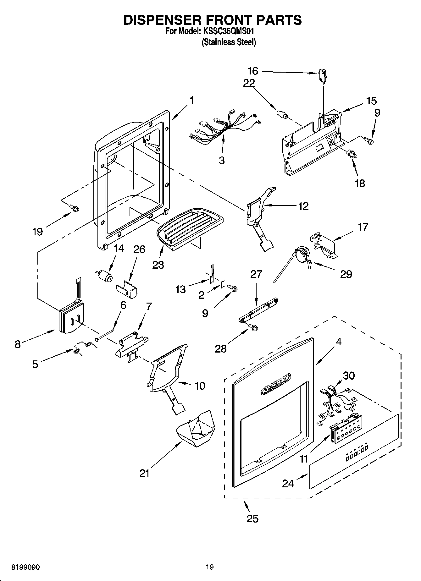 12 - DISPENSER AND FRONT PARTS