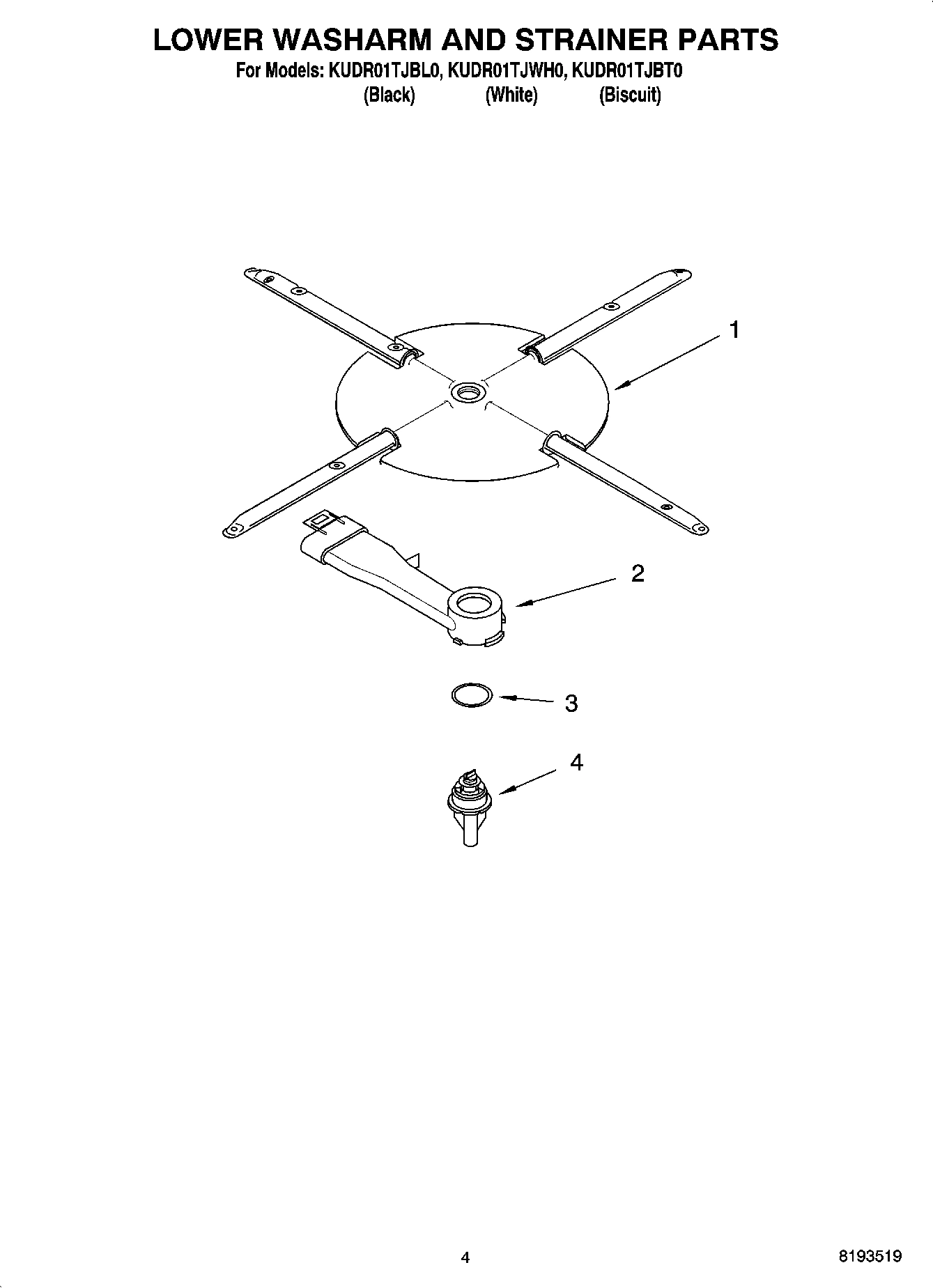 04 - LOWER WASHARM AND STRAINER PARTS
