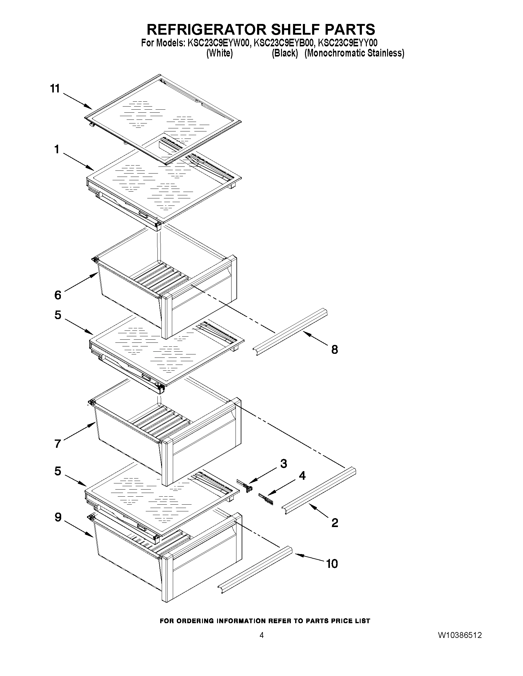 03 - REFRIGERATOR SHELF PARTS