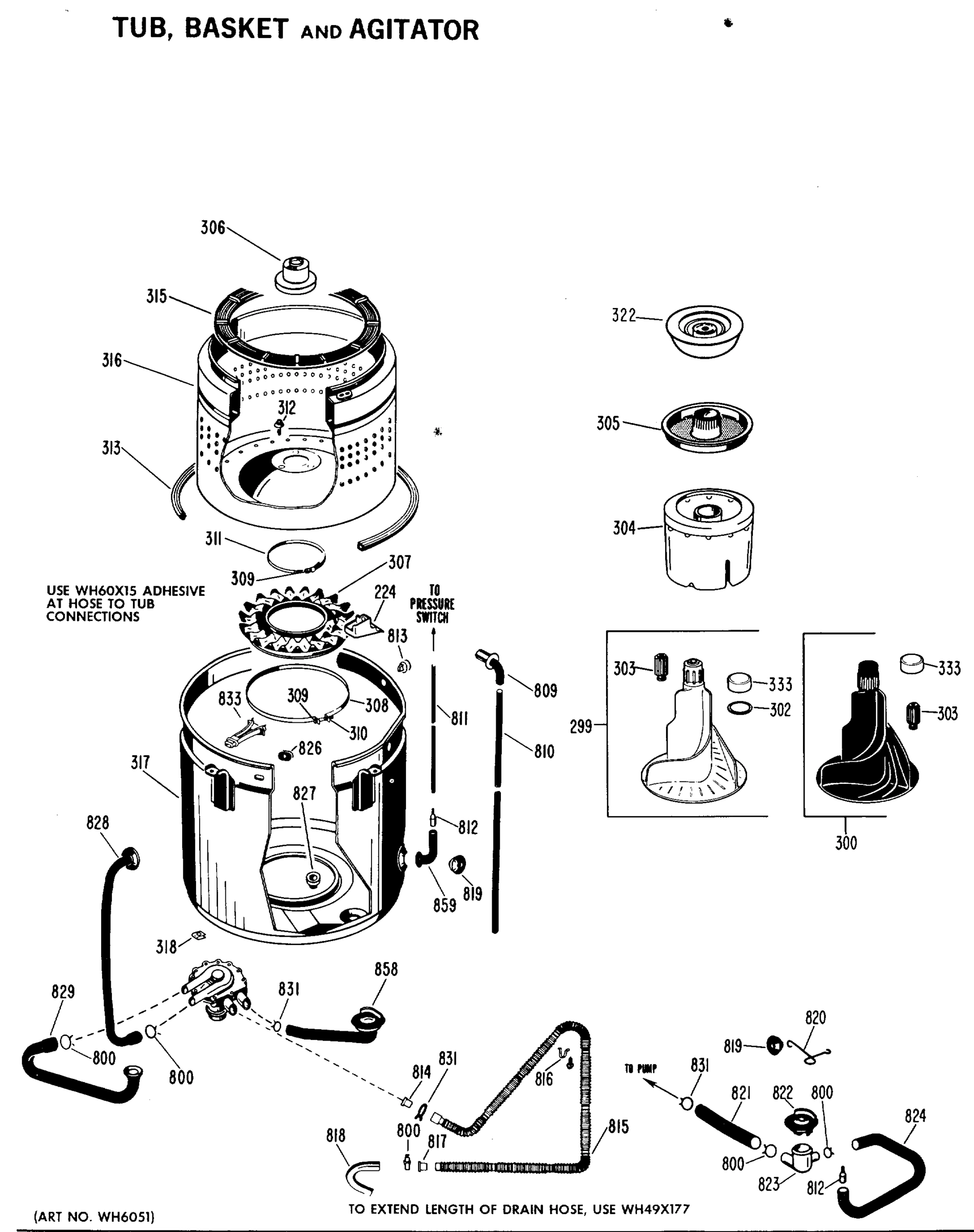 TUB, BASKET AND AGITATOR
